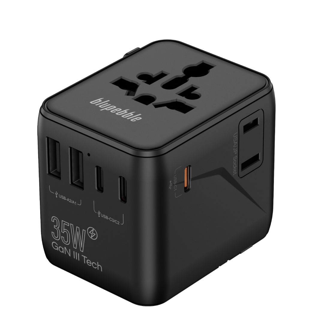 BLUPEBBLE PASSPORT 8 35W GAN WORLD TRAVEL ADAPTER BLACK BP-TVL008-BK thumbnail 2
