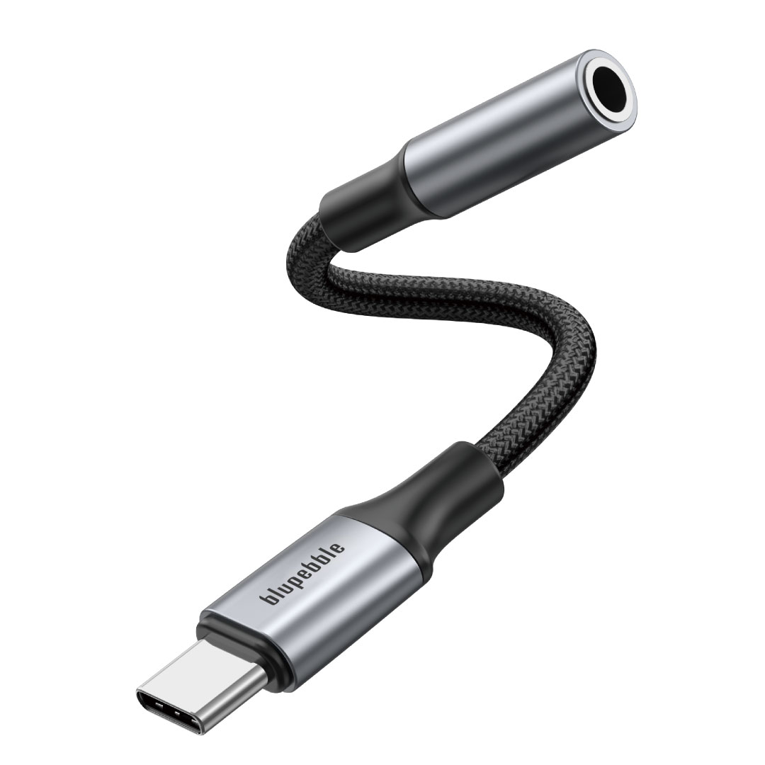 BLUPEBBLE USB C MALE TO 3.5MM FEMALE ADAPTER GRAY BP-USBC23.5FMALE-GY thumbnail 2