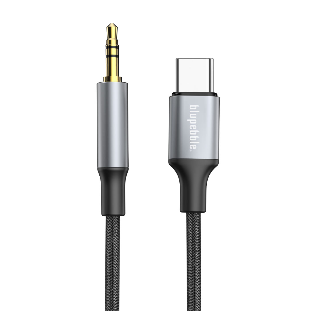 BLUPEBBLE USB-C MALE TO 3.5MM MALE CABLE 1M GRAY BP-USBC23.5MALE-GY thumbnail 2