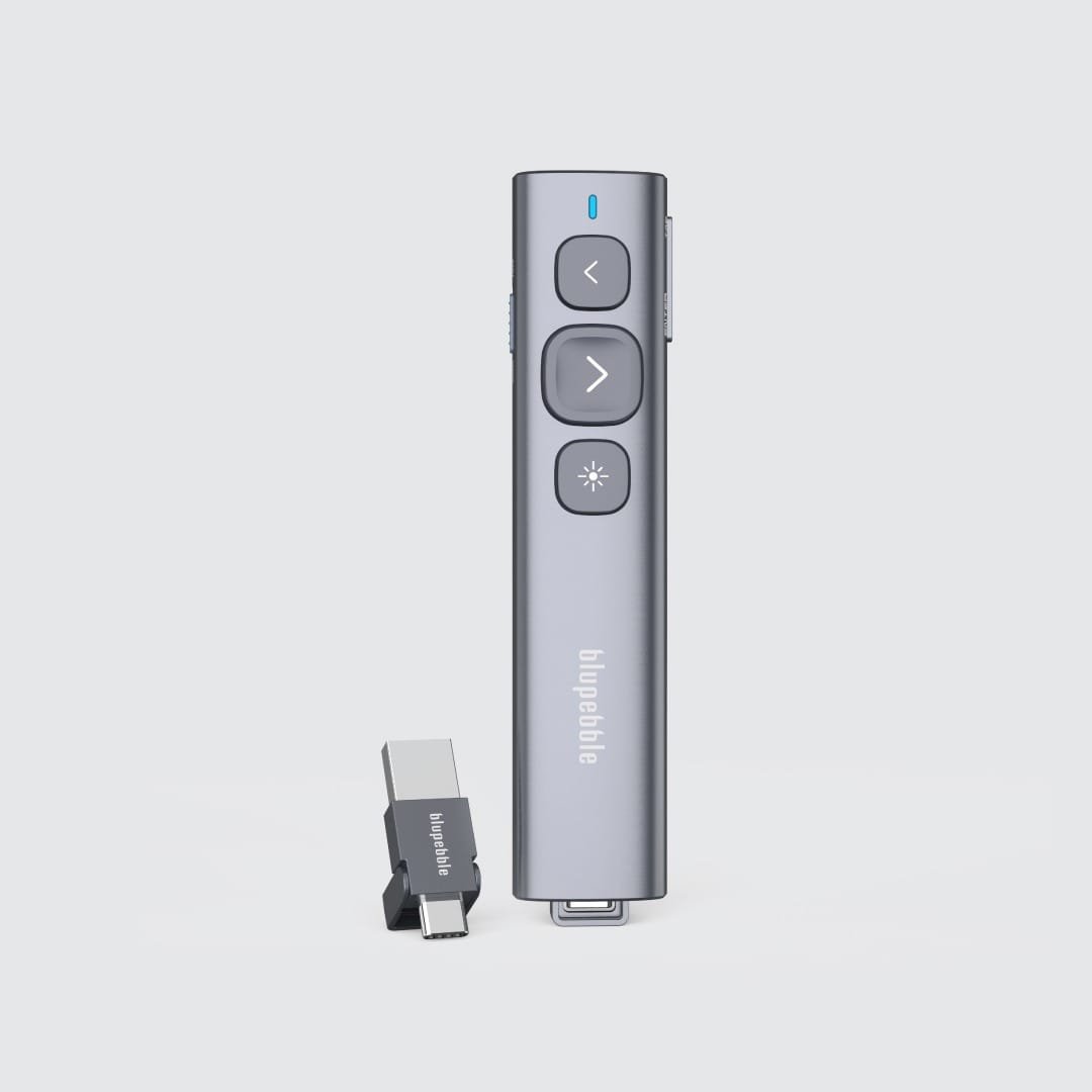 BLUPEBBLE WAND REMOTE PRESENTER WITH USB-A AND USB-C RECEIVER GREY BP-WANDV1-GY thumbnail 2