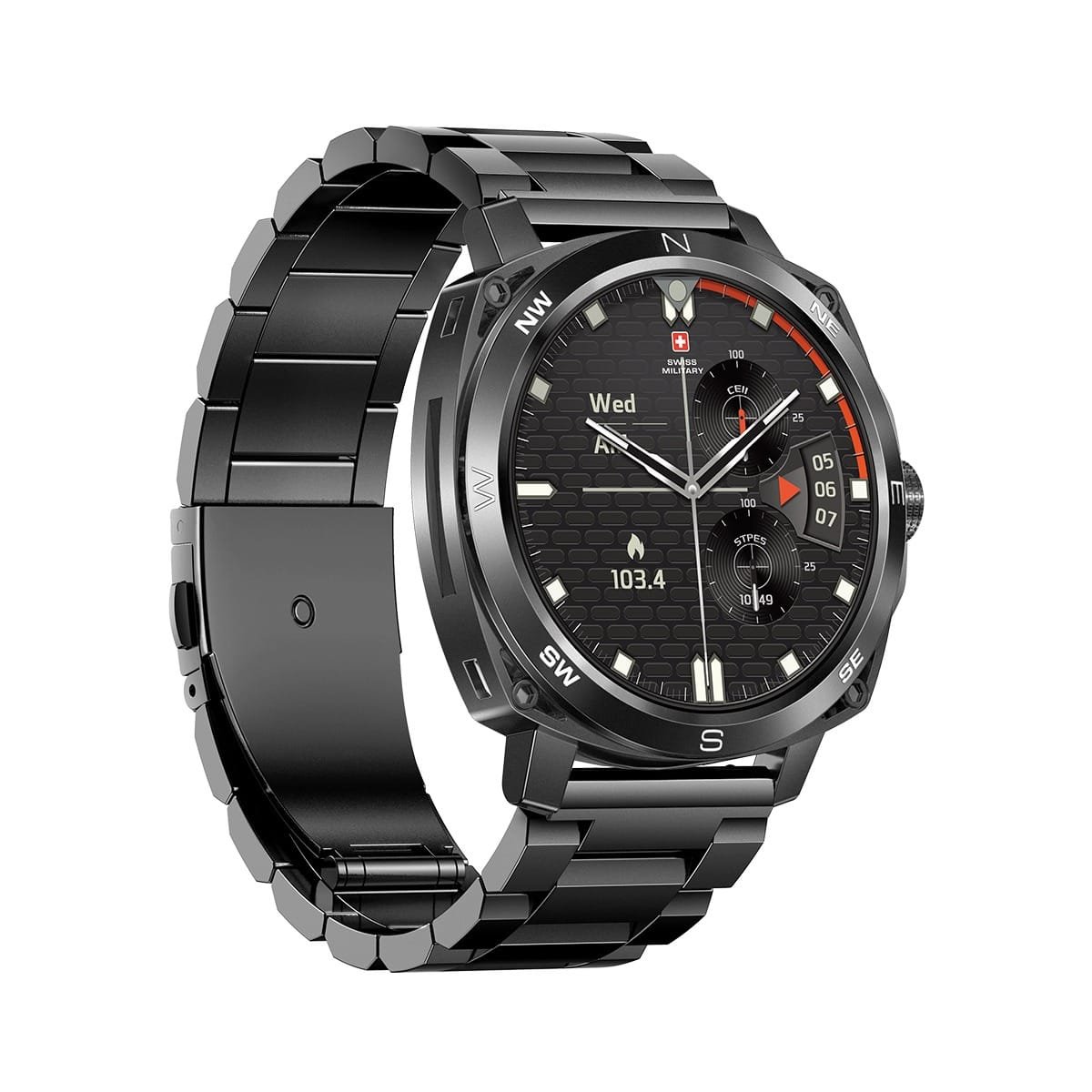 SWISS MILITARY DOM 4 WATCH WITH METAL/SILICONE STRAPS thumbnail 2