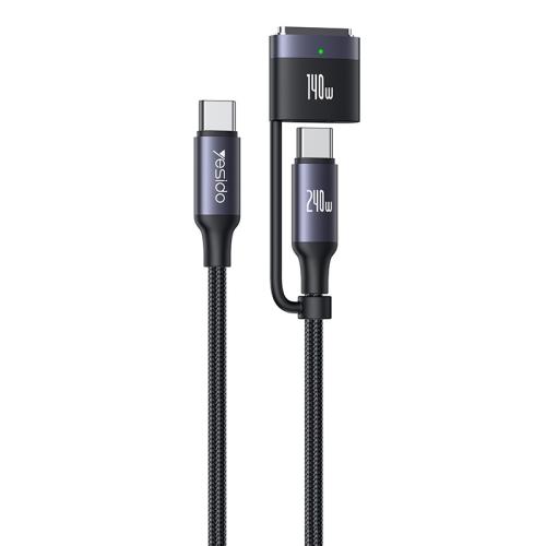 YESIDO 2 IN 1 TYPE C TO TYPE C MAGNETIC CABLE 240W BLACK CA197 thumbnail 2