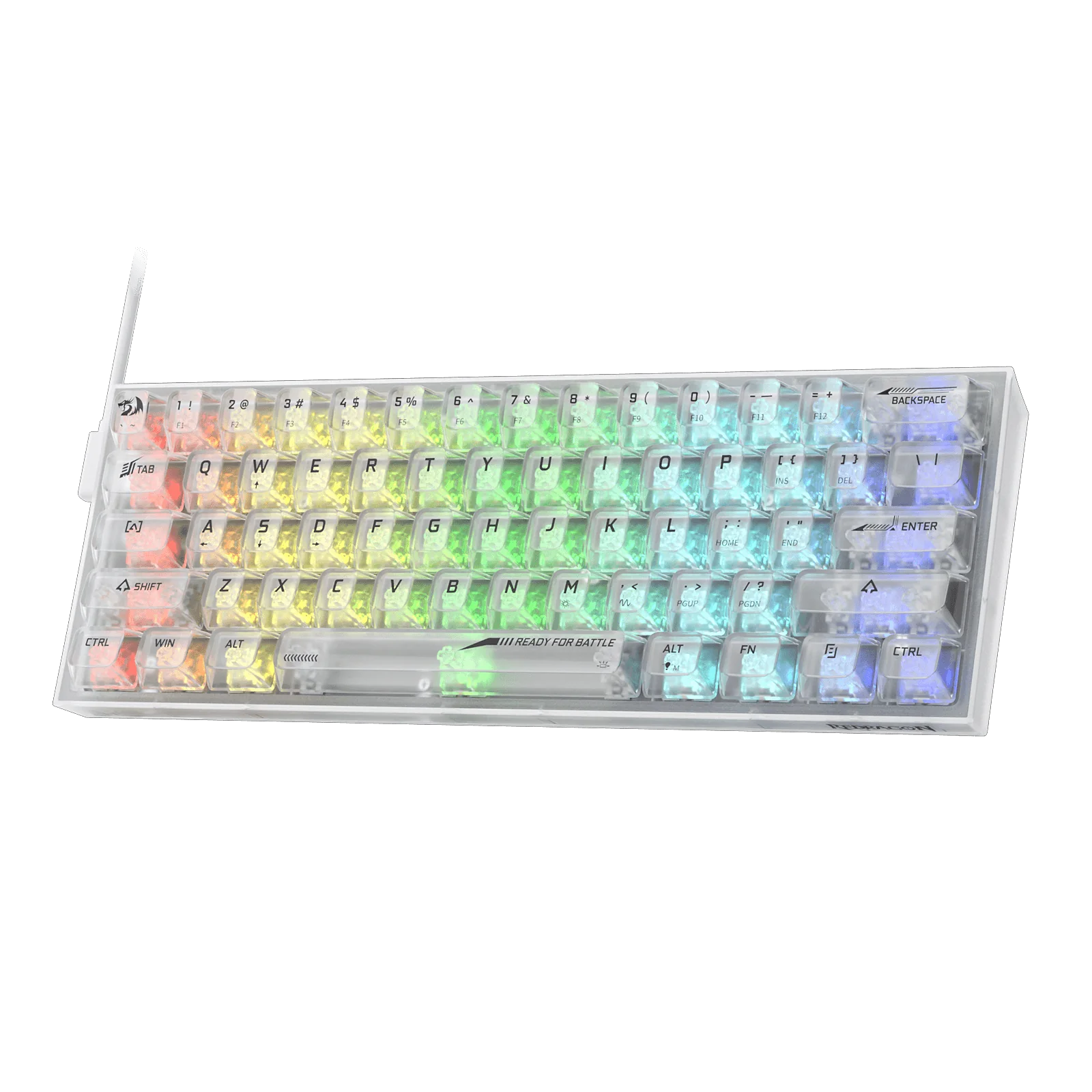 Redragon Fizz 60% Wired RGB Mechanical Gaming Keyboard (White Transparent, K617CT-RGB) - Compact Design with Customizable Lighting thumbnail 2