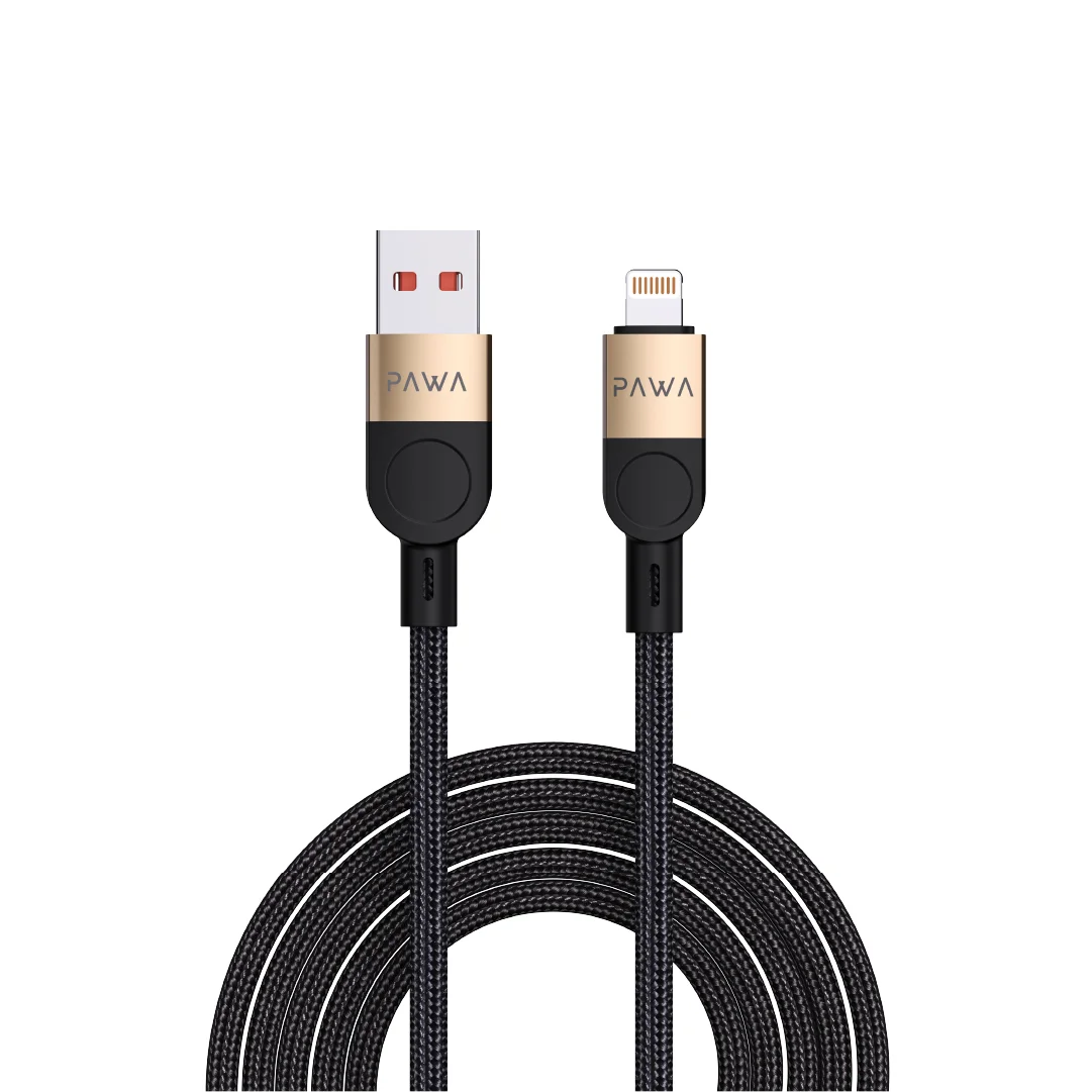 PAWA LEVIN USB A TO LIGHTNING 3.1A BRAIDED CABLE 1.2M DESERT BLACK PW-12BDC252-DTBK thumbnail 2