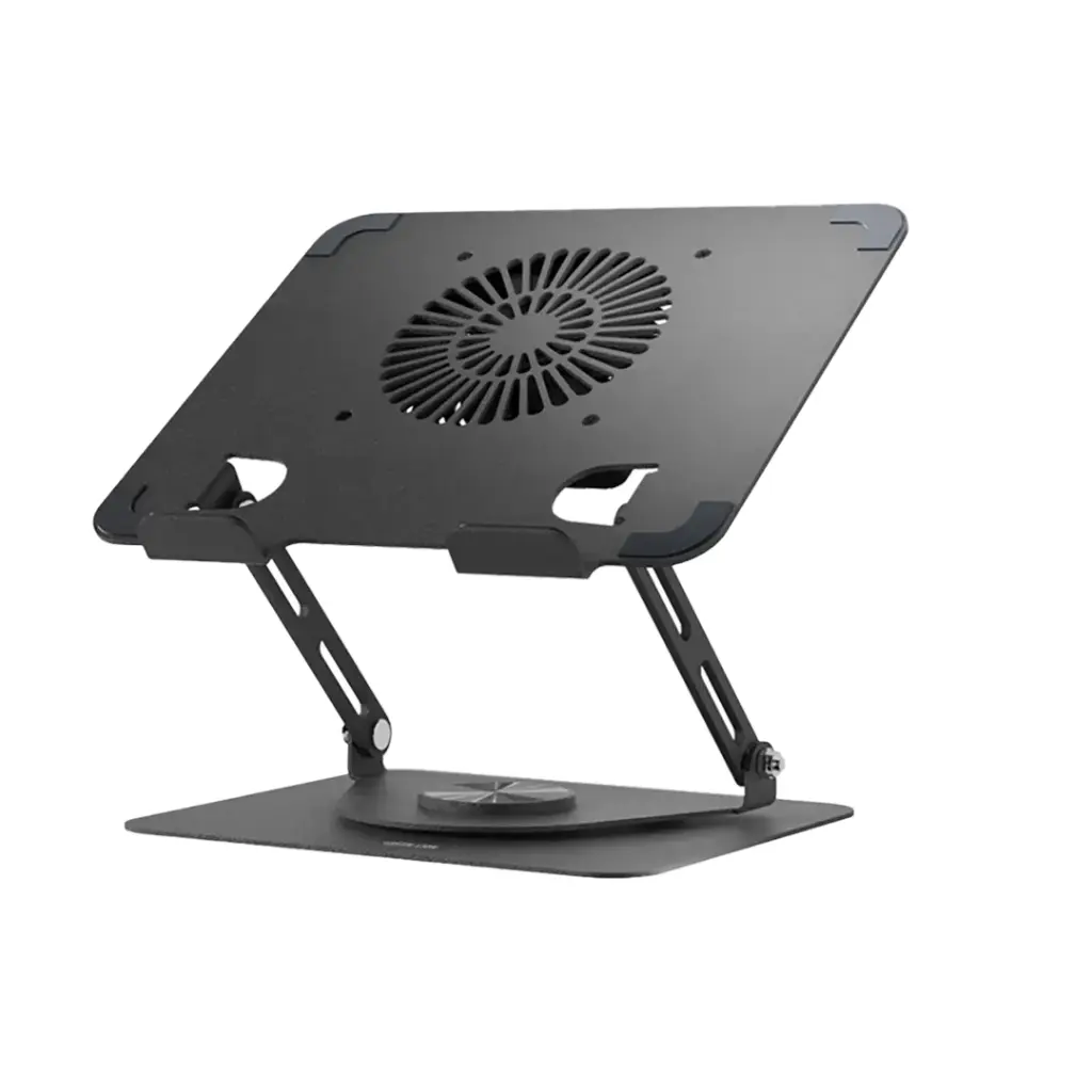 GREEN LION ADJUSTABLE LAPTOP STAND WITH COOLING FAN BLACK GNAD360STDBK thumbnail 2