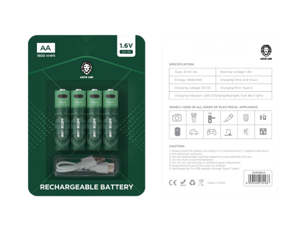 GREEN LION RECHARGEABLE BATTERY AA 4 PACK GNRGBAA thumbnail 2