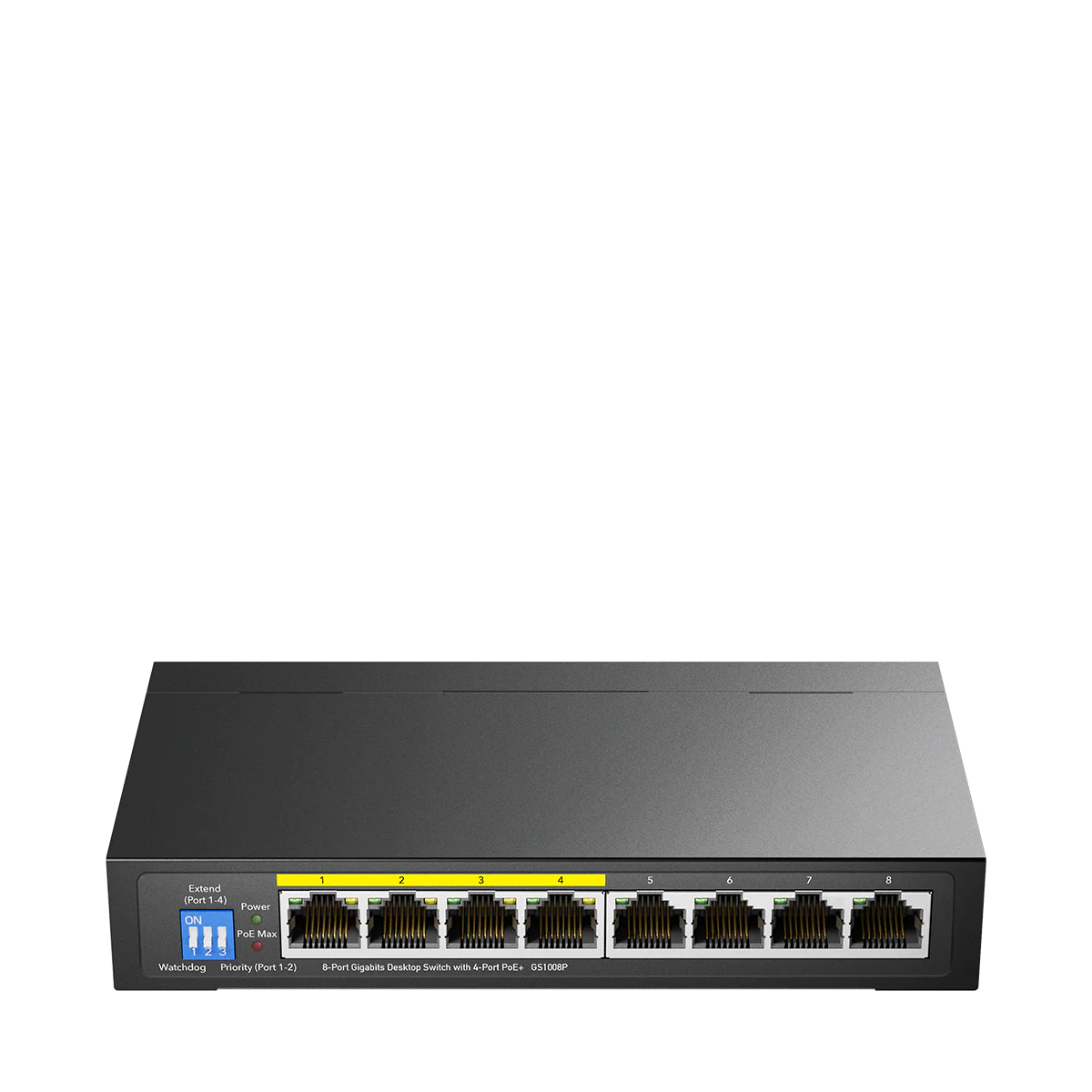 CUDY 8-PORT GIGABIT DESKTOP SWITCH WITH 4-PORT POE+ GS1008P thumbnail 2