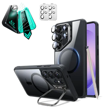 ESR CLASSIC HYBRID MAGNETIC CASE (STASH STAND) COMPATIBLE WITH S26 ULTRA CLEAR BLACK thumbnail 2