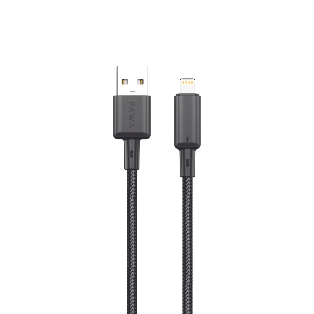 PAWA 3A USB A TO LIGHTNING QUICK CHARGING BRAIDED CABLE 1.2M PW122 BLACK PW-BTLT12AL-BK thumbnail 2
