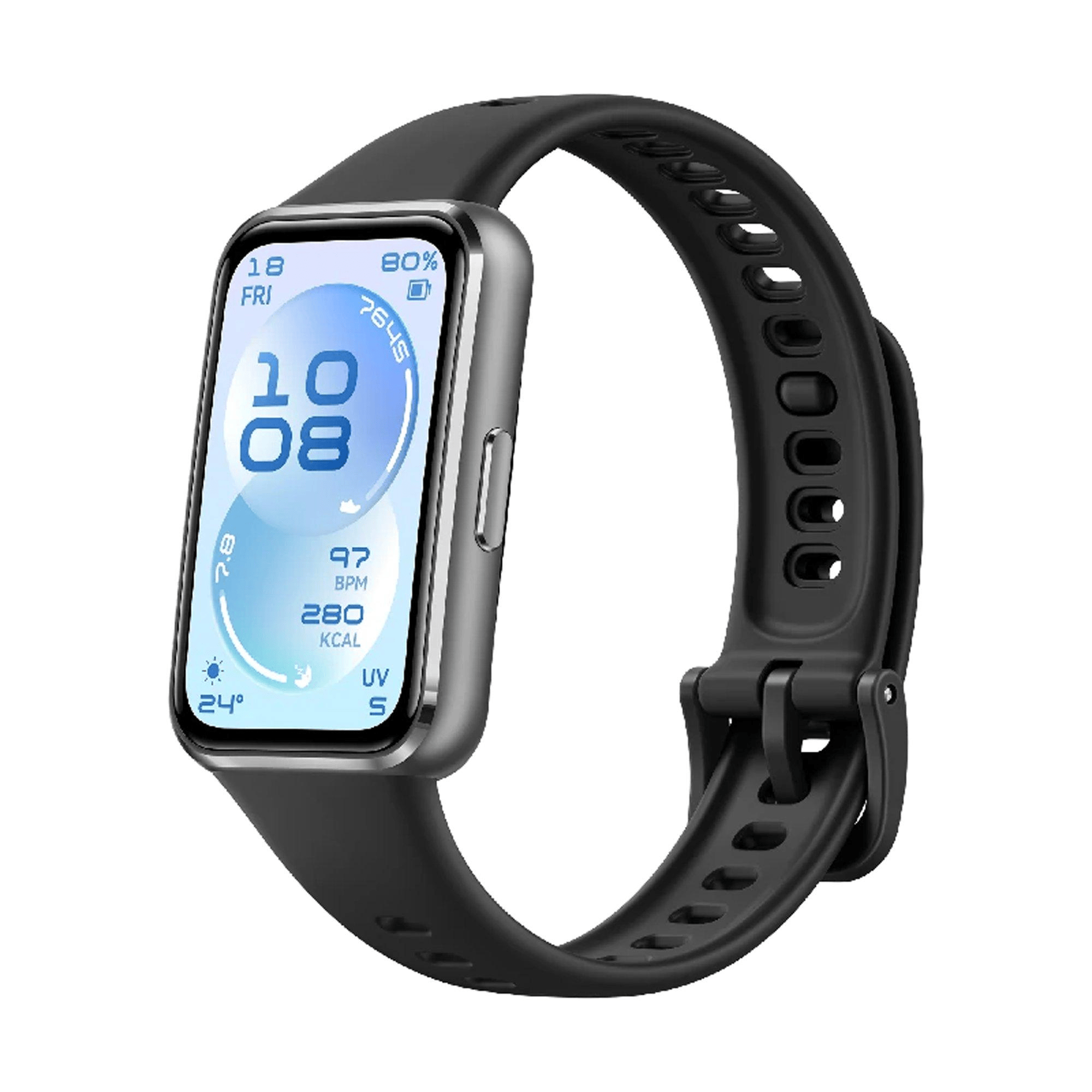 HUAWEI BAND 11 MATTE BLACK ALUMINUM ALLOY CASE BLACK FLUOROELASTOMER STRAP CDY-B29 thumbnail 2