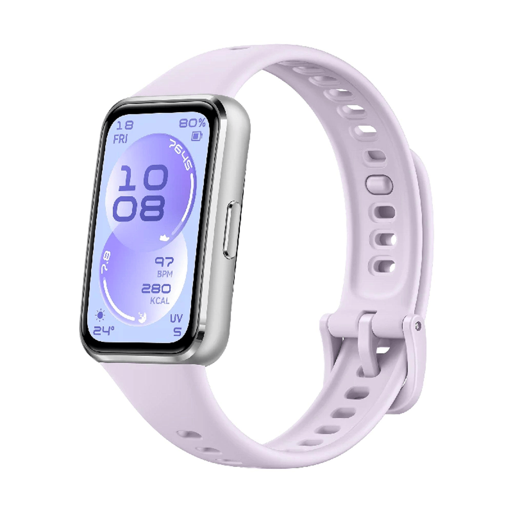 HUAWEI BAND 11 SILVER ALUMINUM ALLOY CASE PURPLE FLUOROELASTOMER STRAP CDY-B29 thumbnail 2