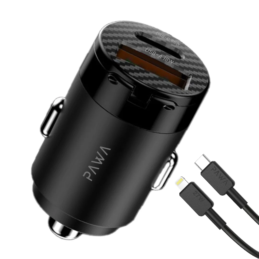 PAWA SUPERMINI CAR CHARGER WITH PD+QC PORT 65W BLACK PW-PDTCN65W-BK thumbnail 2