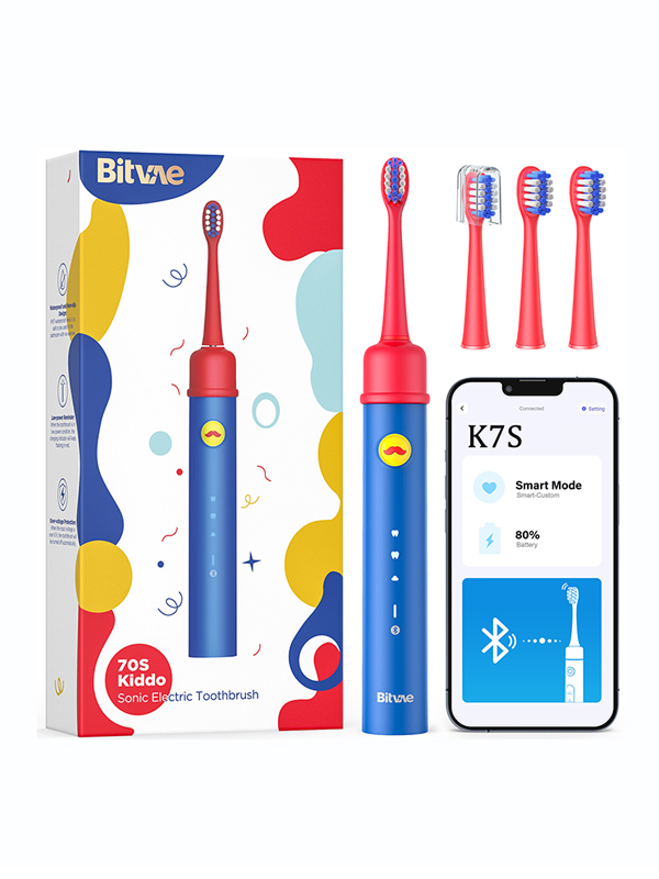 BITVAE TOOTHBRUSH FOR KIDS WITH 4 HEADS +1 CAP BLUE BV-K7S thumbnail 2