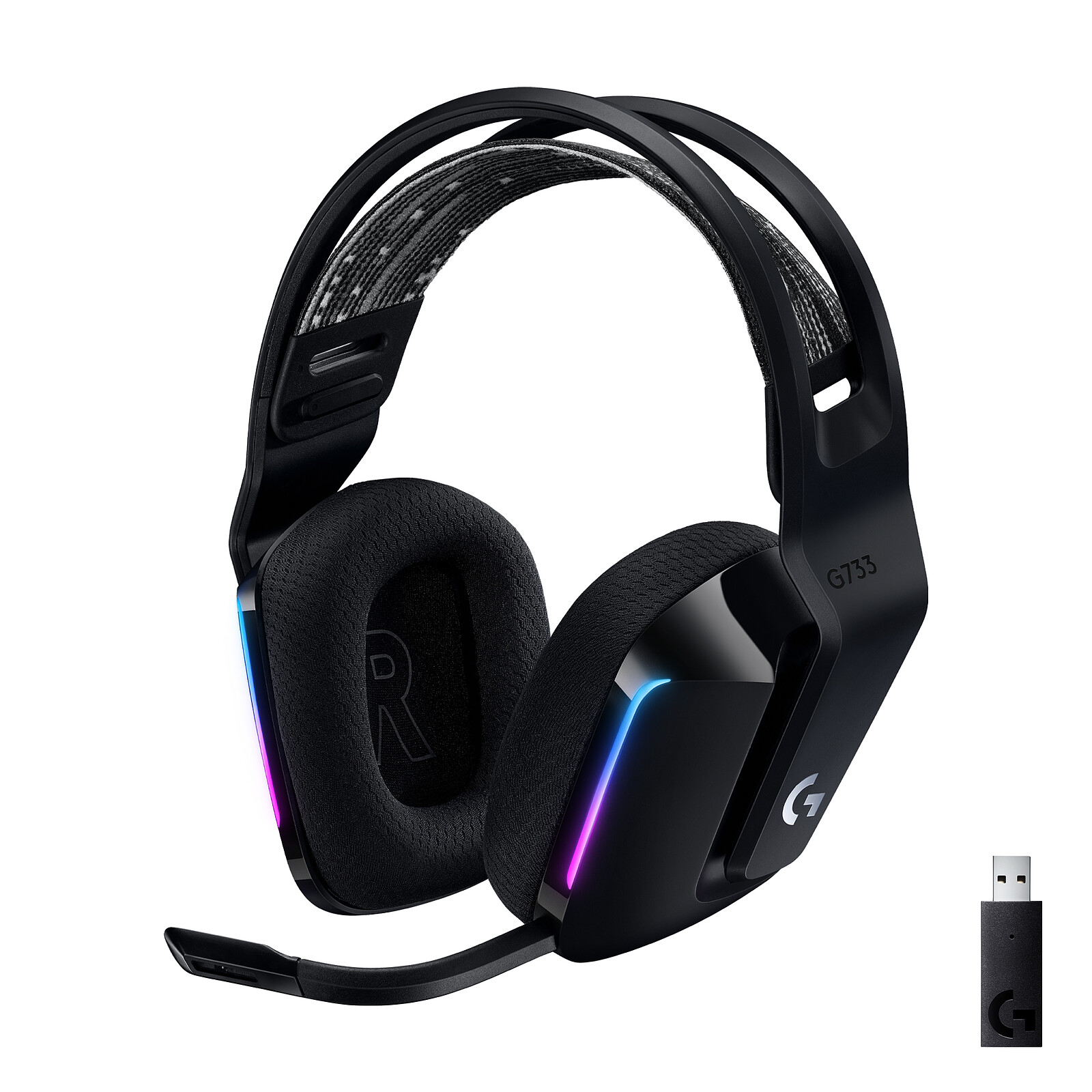 LOGITECH G733 LIGHTSPEED WIRELESS GAMING HEADSET BLACK 981-000866 thumbnail 2