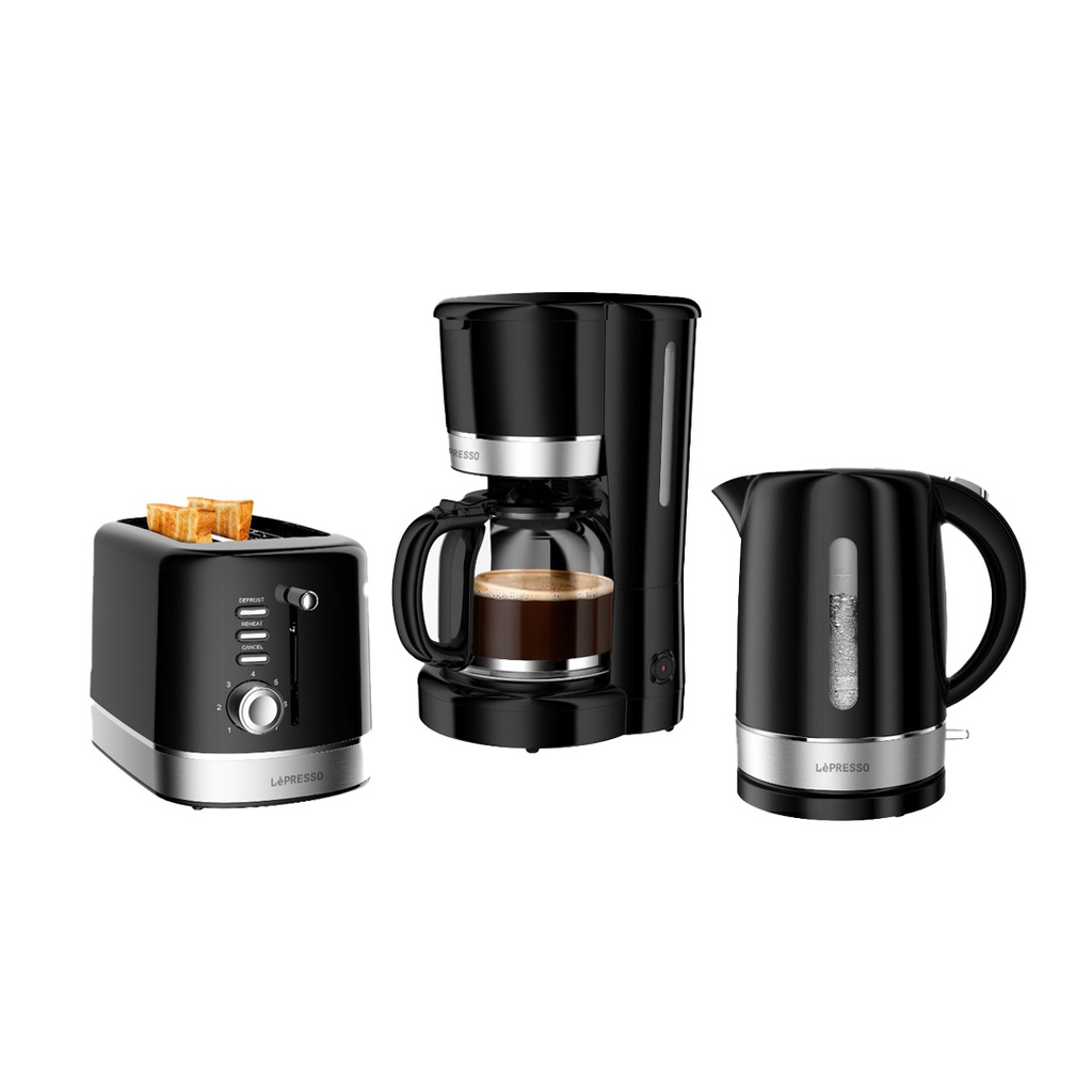 LEPRESSO BREAKFAST TRIO TOASTER DRIP COFFEE KETTTLE LP009 BLACK LPCFFM0009-BK thumbnail 2