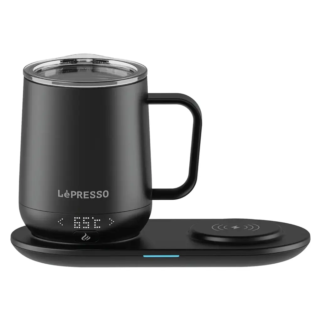 LEPRESSO SMART HEATING TRAVEL MUG WITH WIRELESS CHARGING BLACK LPFFM0034 thumbnail 2