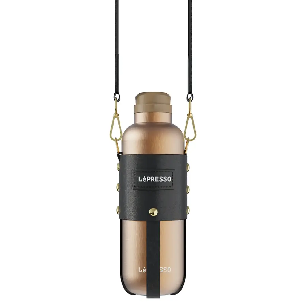 LEPRESSO THERMATRAIL THERMOS BOTTLE WITH CROSSBODY STRAP GOLD LPCFFTT0013GD thumbnail 2