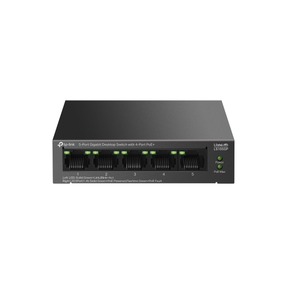 TP LINK LIGHTWAVE 5 PORT GIGABIT DESKTOP POE+ SWITCH LS105GP thumbnail 2