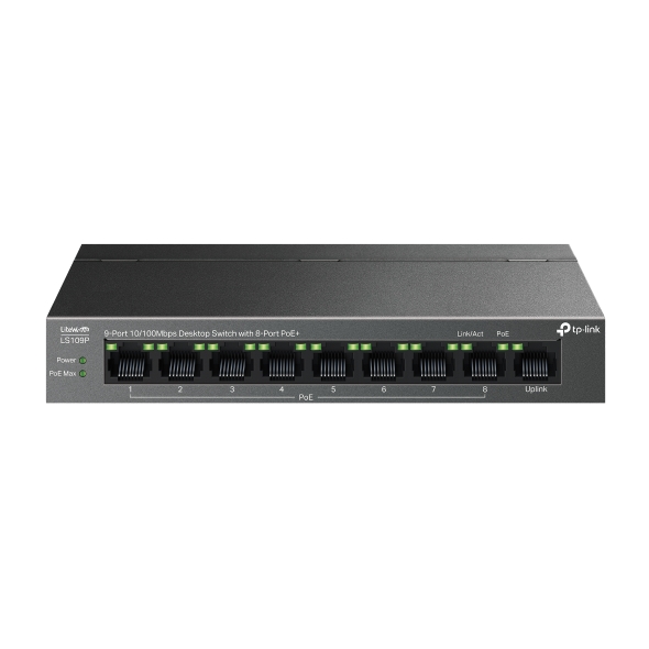 TPLINK LIGHTWAVE 9 PORT 10/100MBPS DESKTOP POE+ SWITCH LS109P thumbnail 2