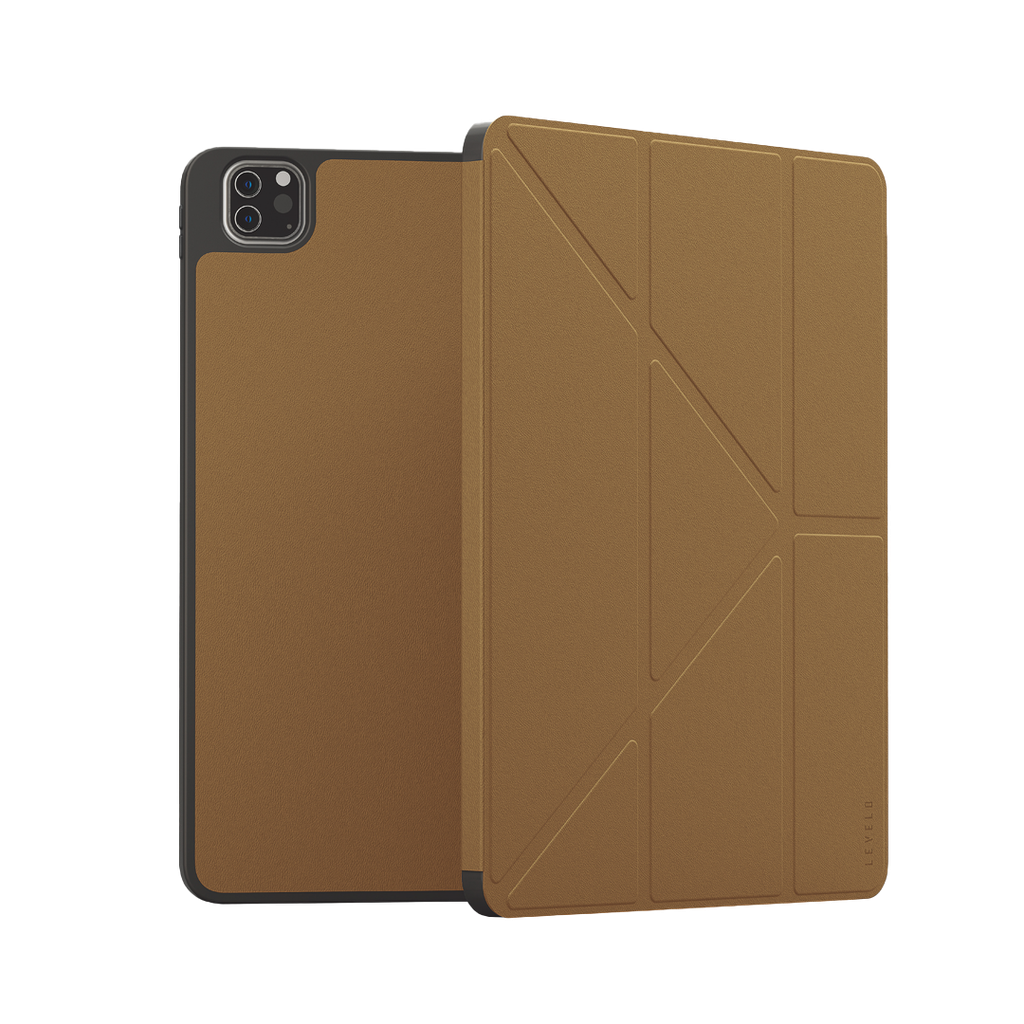 LEVELO IPAD PRO 12.9 INCH ELEGANT HYBRID LEATHER MAGNETIC CASE BROWN LVLELGP12BR thumbnail 2