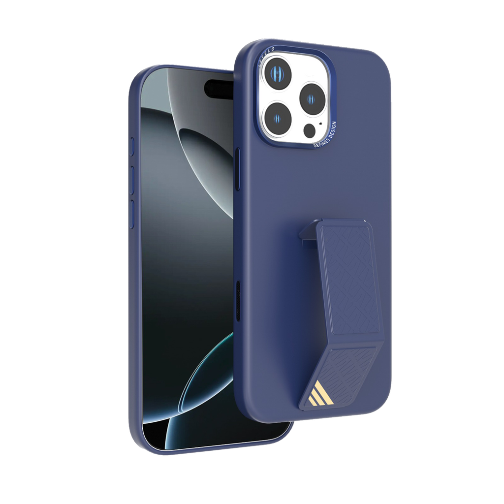 LEVELO IPHONE 16 PRO MORPHIX SILICONE CASE WITH LEATHER GRIP DARK BLUE LVLMSLI16PDB thumbnail 2