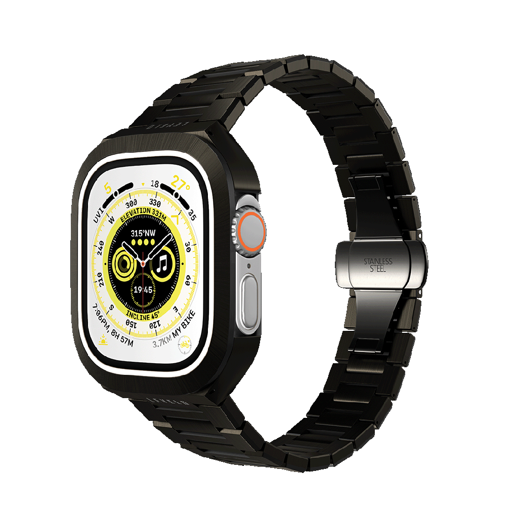 LEVELO ROYAL APPLE WATCH ULTRA STAINLESS STEEL BAND 49MM BLACK thumbnail 2