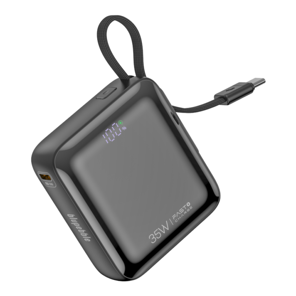 BLUPEBBLE LINKPOD MINI 35W 10000MAH POWER BANK WITH RETRACTABLE CABLE GRAY BP-PBLNKPDMINI-GY thumbnail 2