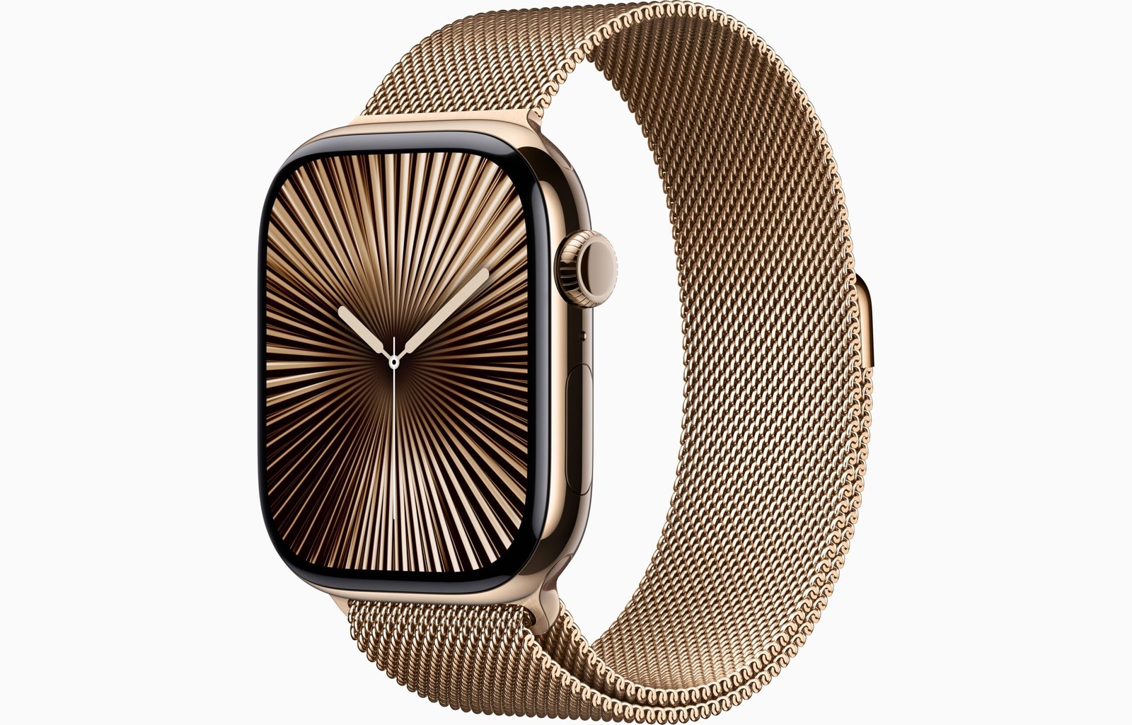 APPLE WATCH SERIES 10 GPS + CELLULAR 46MM GOLD TITANIUM CASE WITH GOLD MILANESE LOOP M/L MX003 thumbnail 2