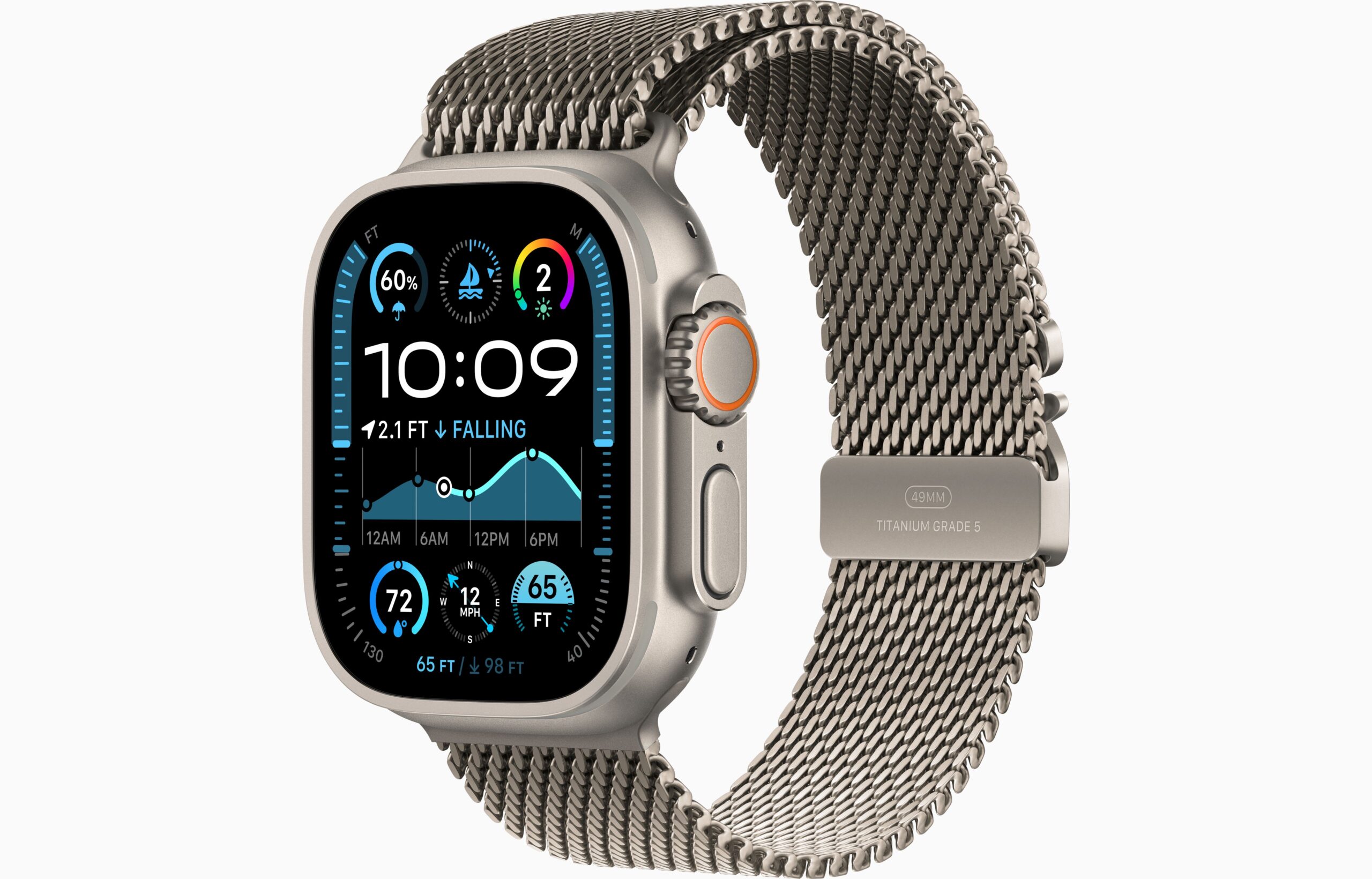 APPLE WATCH ULTRA 2 49MM (2024) GPS + CELLULAR NATURAL TITANIUM CASE WITH GREY METAL STRAP SMALL MX4M3 thumbnail 2