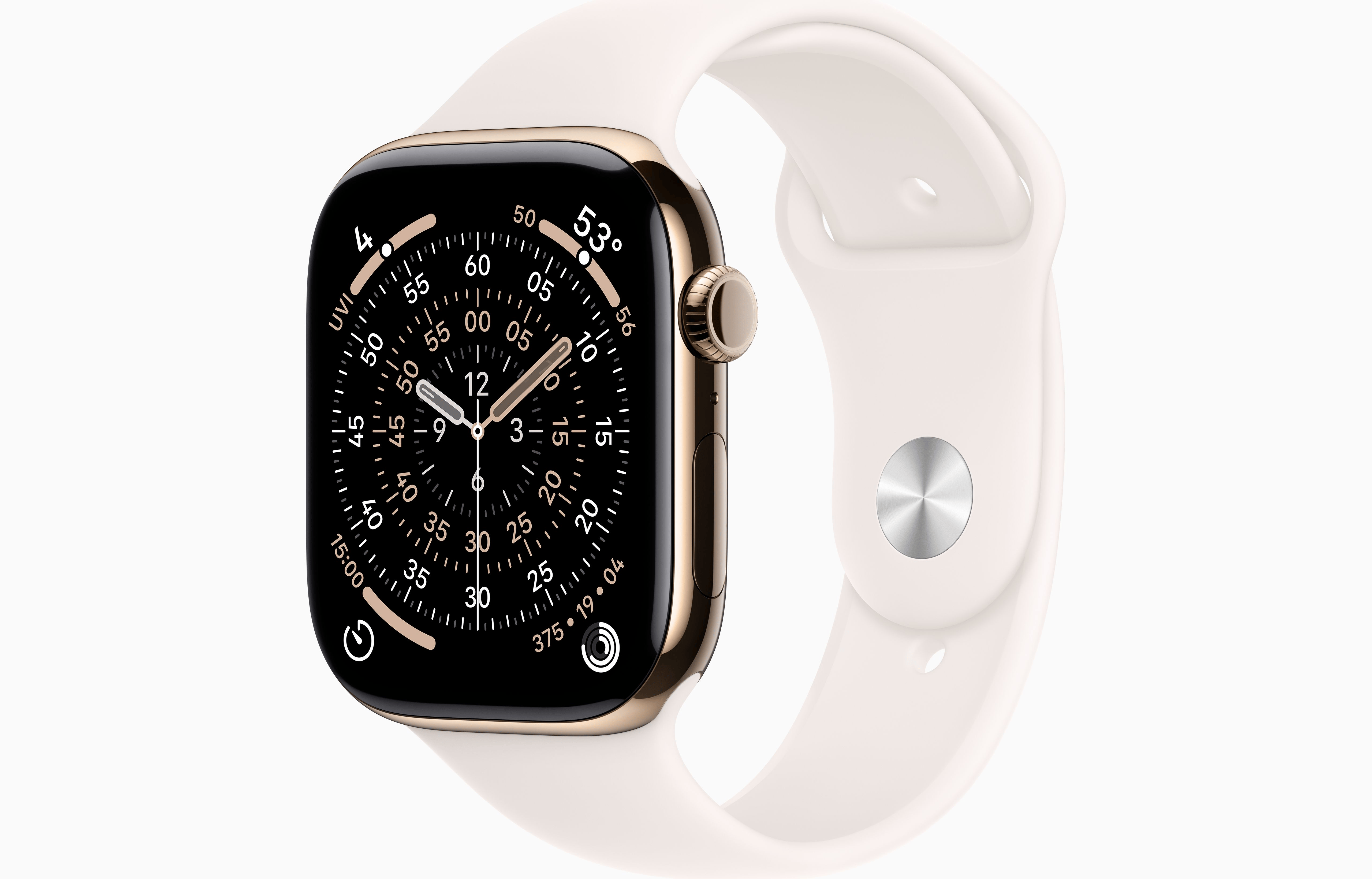 APPLE WATCH SERIES 11 GPS+ CELLULAR 46MM GOLD TITANIUM CASE WITH LIGHT BLUSH SPORT BAND ML MFD64 thumbnail 2