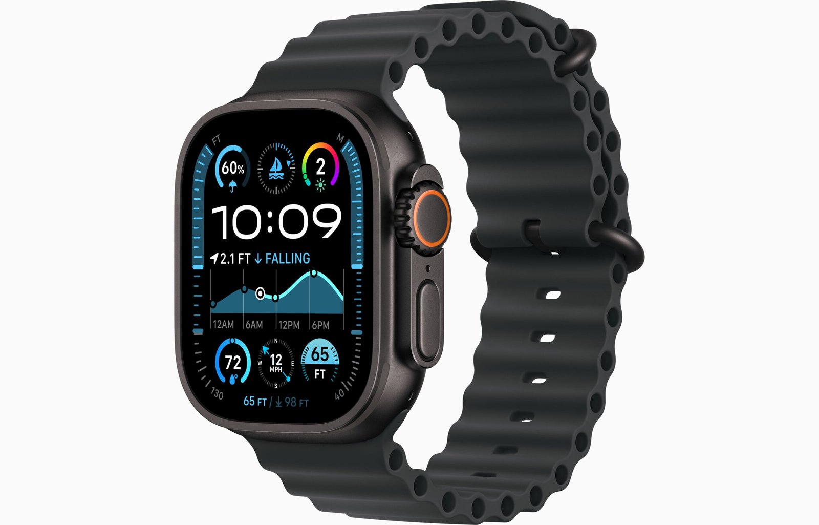 Apple Watch Ultra 2 49mm GPS + Cellular - Black Titanium with Black Ocean Band MX4P3 thumbnail 2