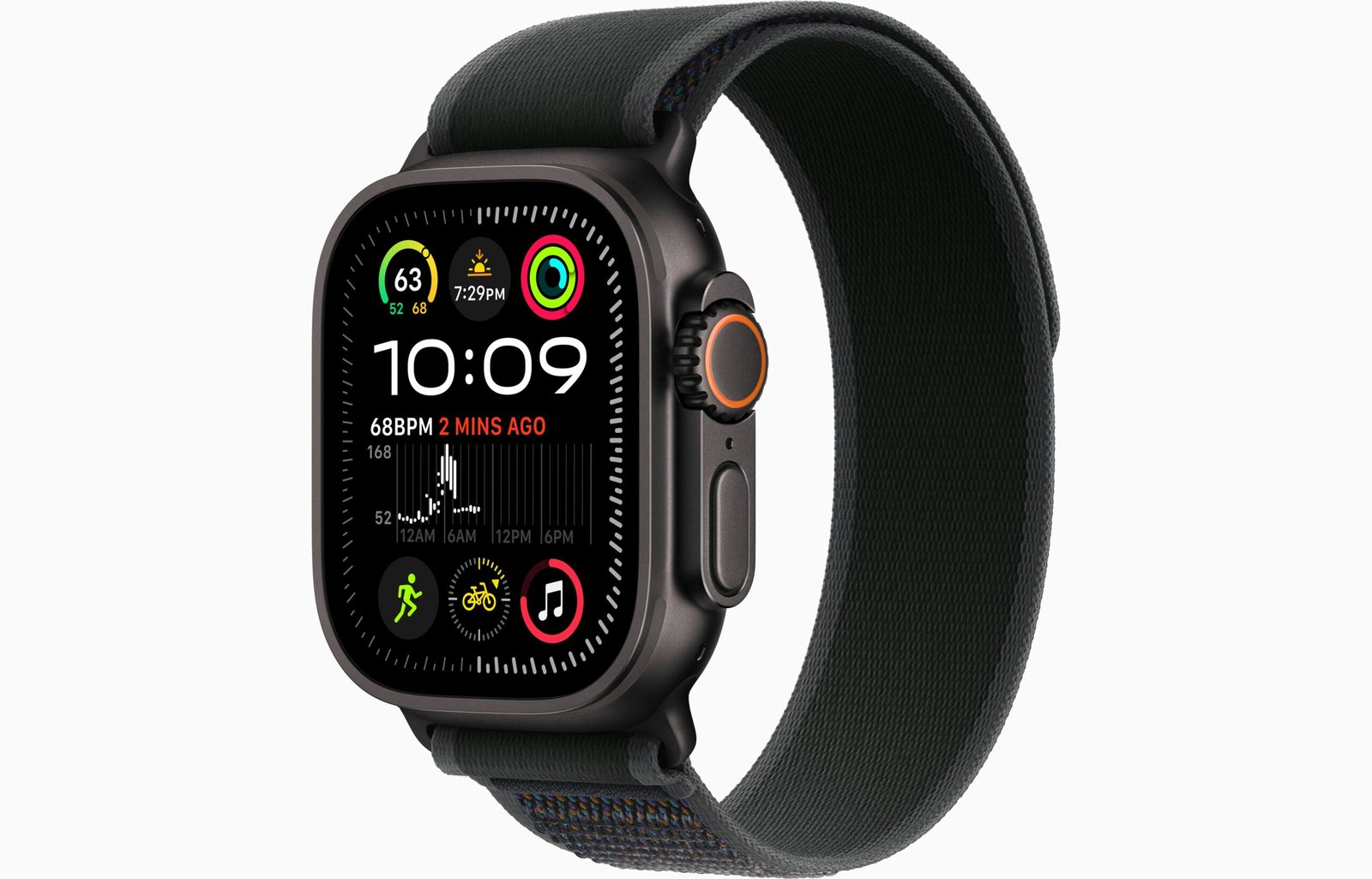 Apple Watch Ultra 2 (49mm, GPS + Cellular) - Black Titanium with Black Trail Loop thumbnail 2