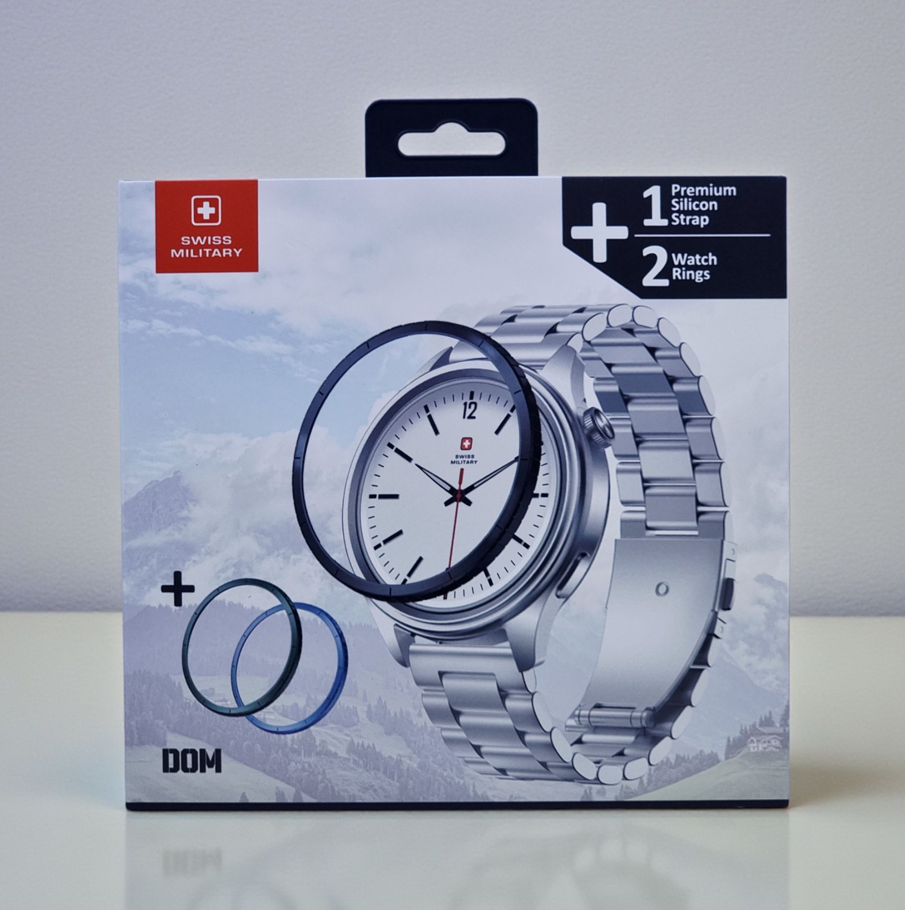 SWISS MILITARY DOM 8 WATCH WITH 1 PREMIUM SILICON STRAP 2 WATCH RING BLACK SM-WCH-DOM8-SILF-BLK-RING-STLS thumbnail 2