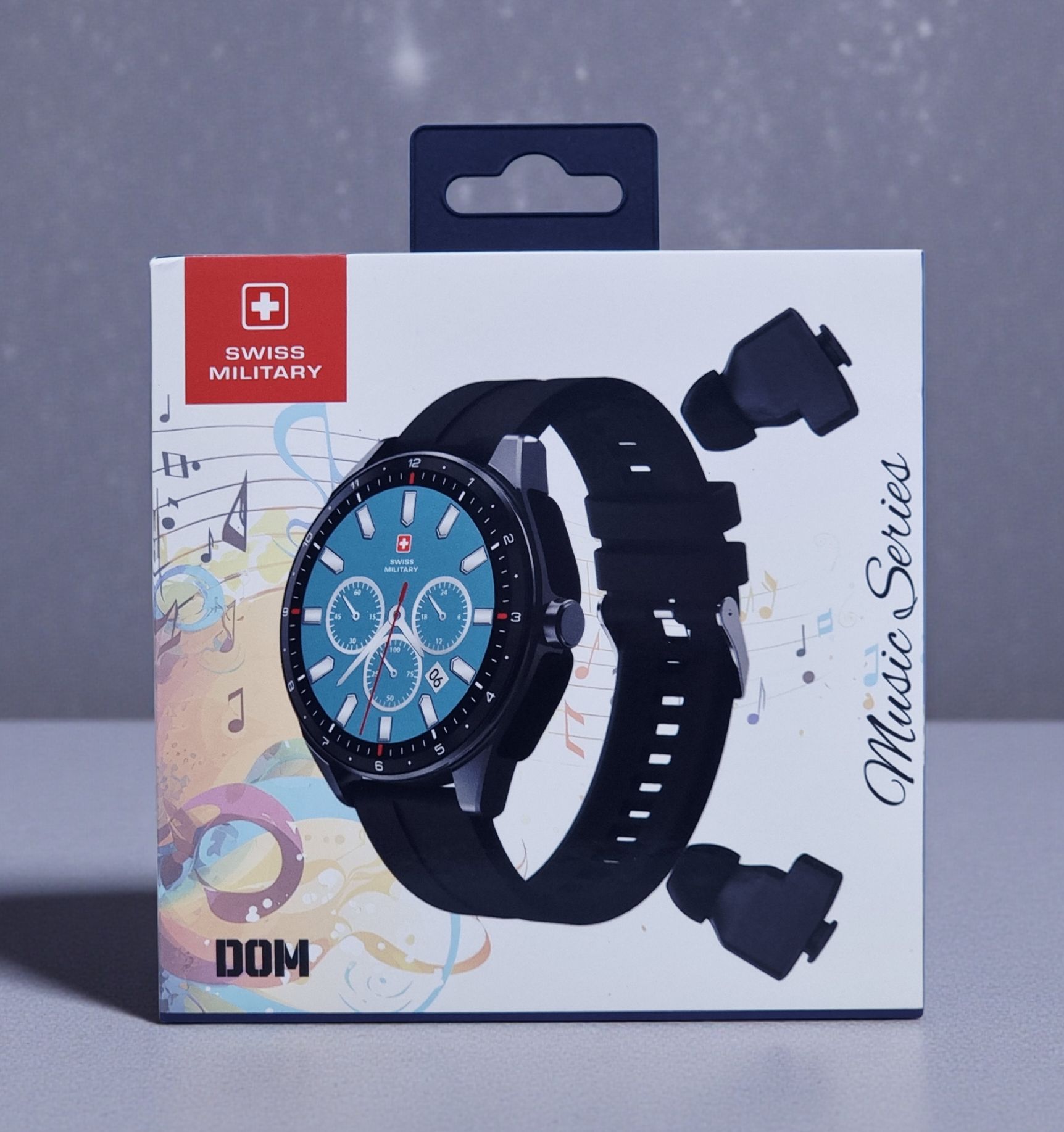 SWISS MILITARY DOM MUSIC SERIES SILICON STRAP WATCH BLACK SM-WCH-DOM-MUS1-GUNMF-BLKSS thumbnail 2