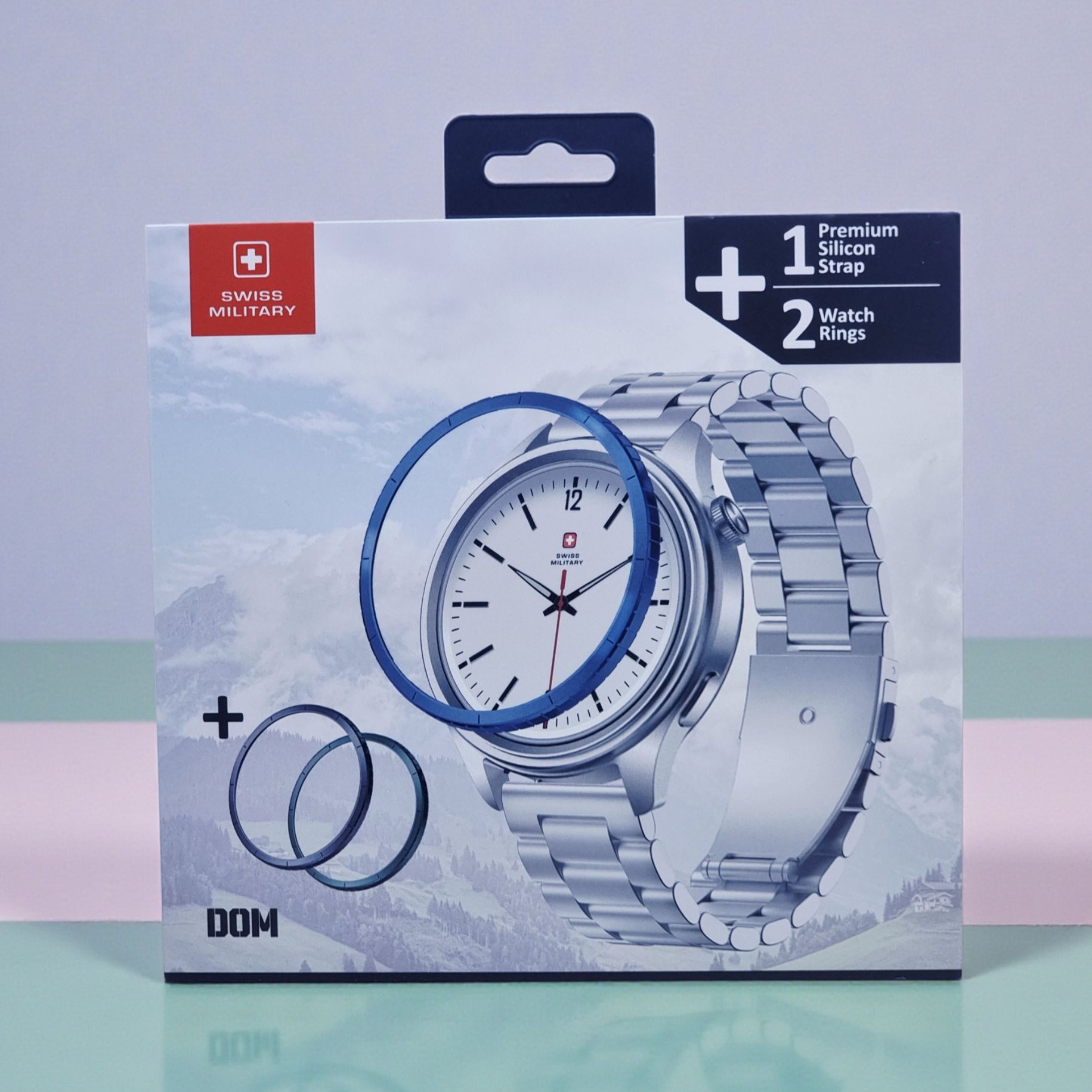 SWISS MILITARY DOM 8 WATCH WITH 1 PREMIUM SILICON STRAP 2 WATCH RING BLUE SM-WCH-DOM8-SILF-BLU-RING-STLS thumbnail 2
