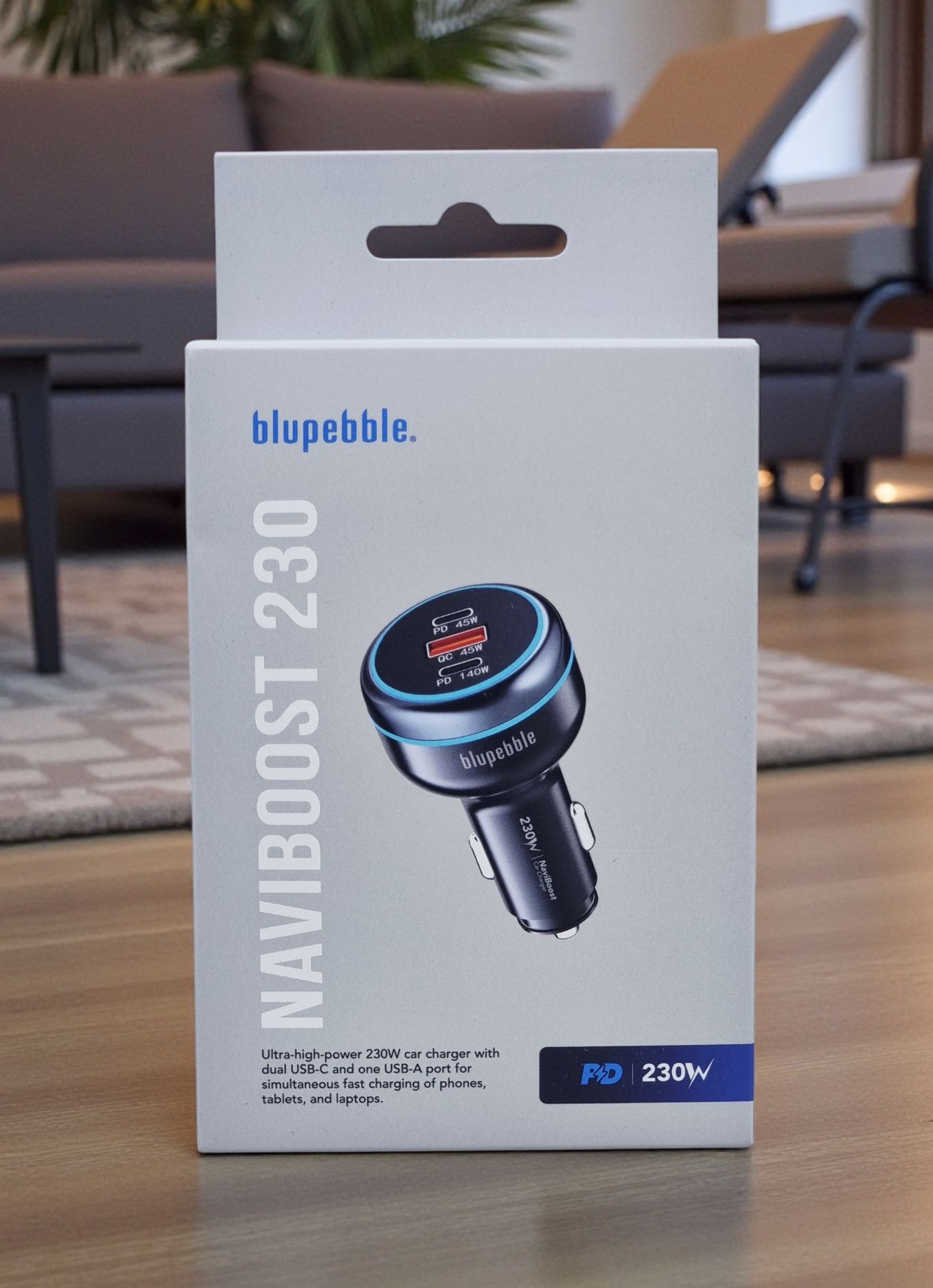 BLUPEBBLE NAVIBOOST PD 230W CAR CHARGER GRAY BP-CC230-GY thumbnail 2