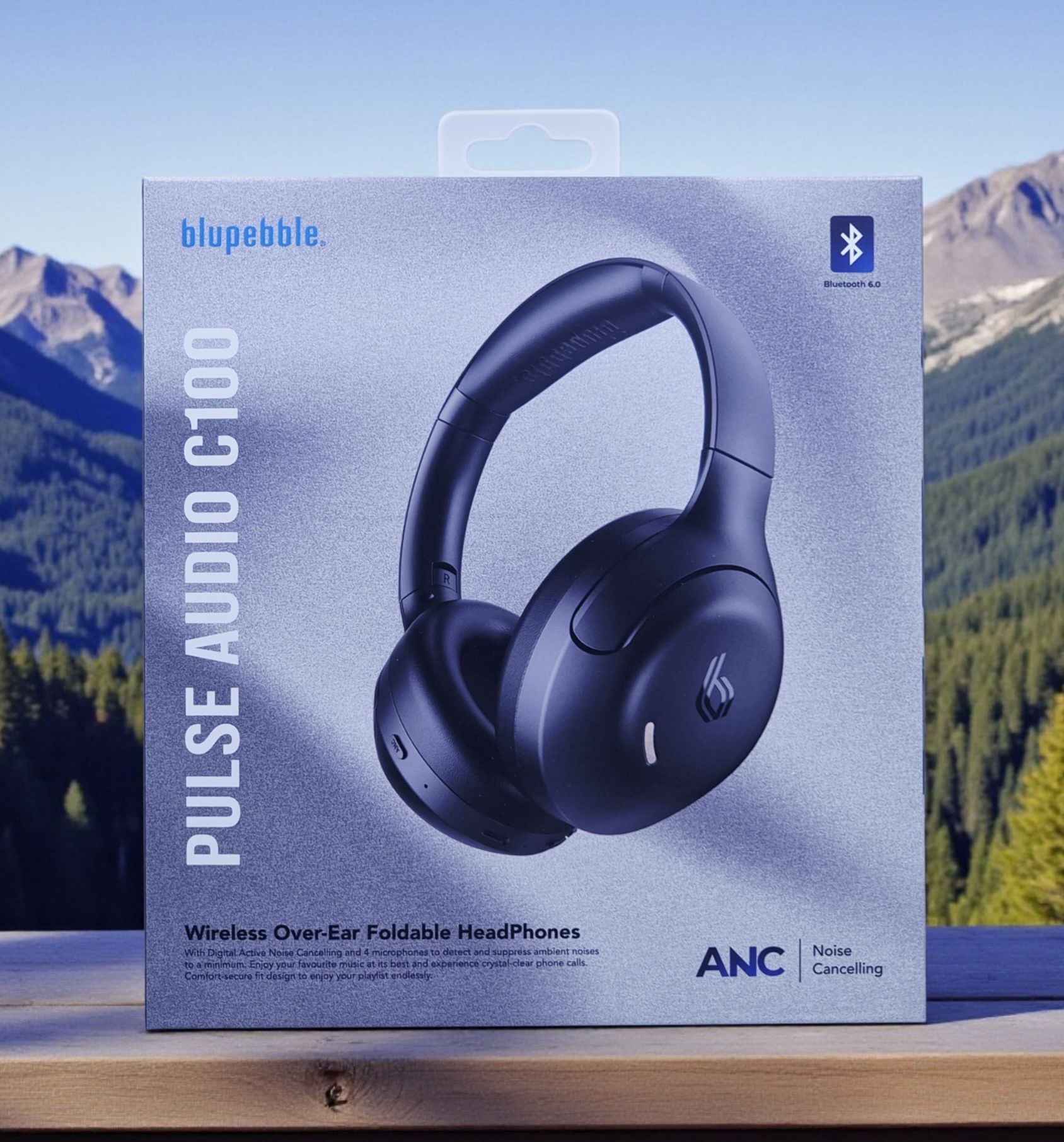 BLUPEBBLE OVER EAR FOLDABLE DIGITAL HYBRID ANC HEADPHONES C100 BLACK BP-PAC100ANC-BK thumbnail 2