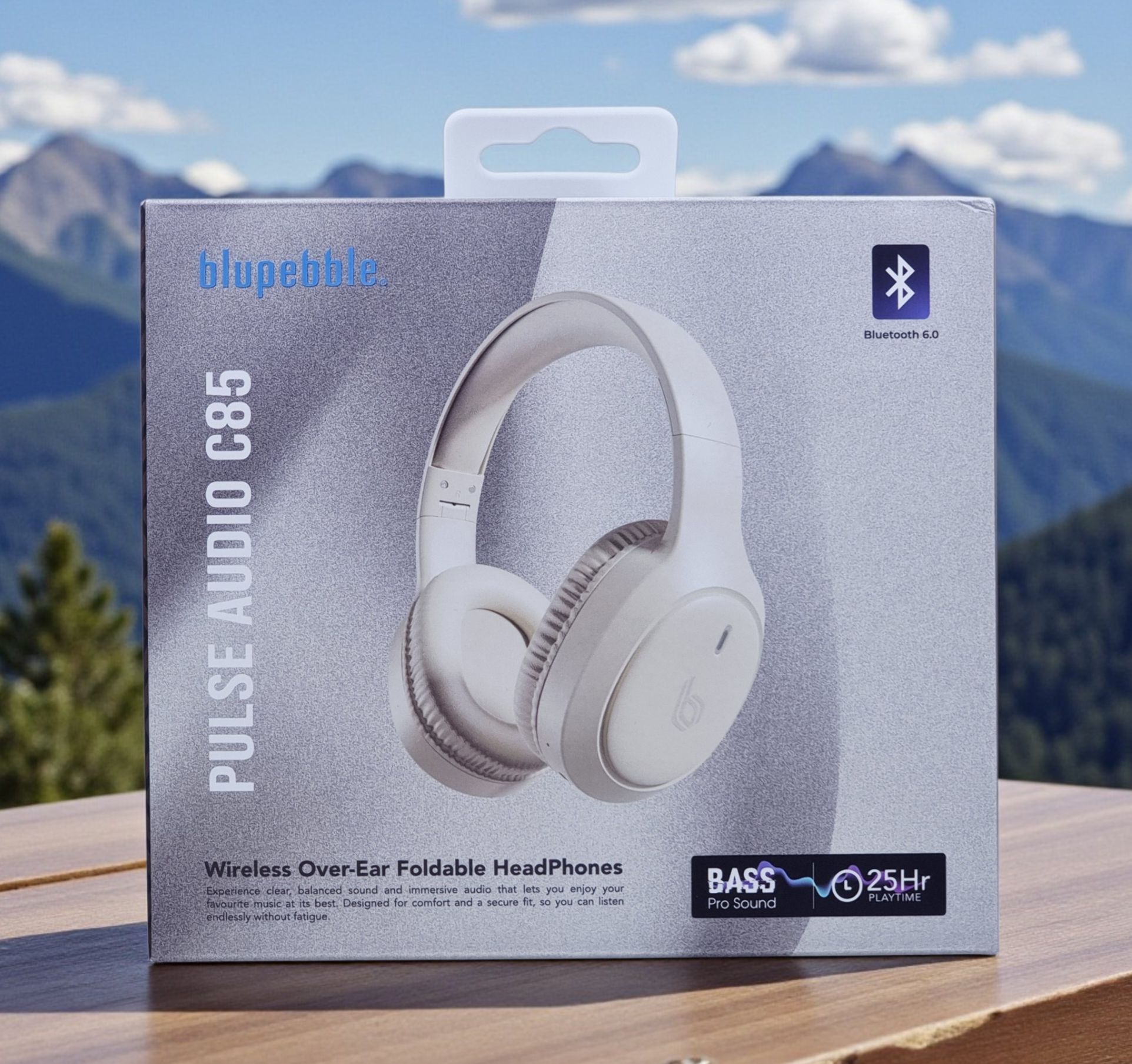 BLUPEBBLE OVER EAR FOLDABLE DIGITAL HYBRID NOISE CANCELLING HEADPHONES C85 STONE BP-PAC85-STN thumbnail 2