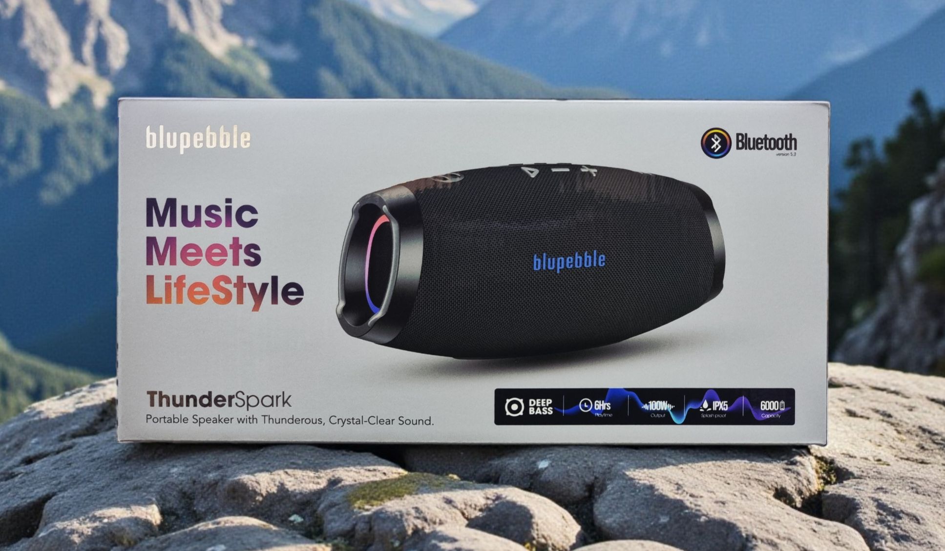 BLUPEBBLE THUNDERSPARK PORTABLE WIRELESS SPEAKER BLACK BP-TNDRSPRK-BK thumbnail 2