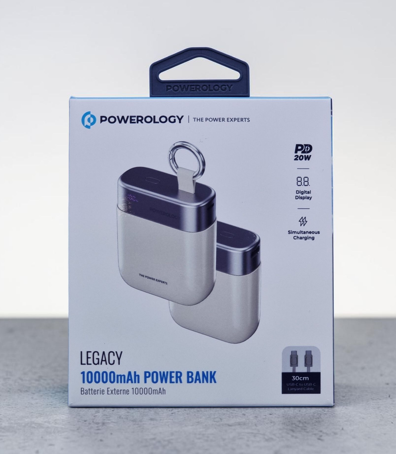 POWEROLOGY LEGACY 10000MAH POWER BANK USB C TO USB C LANYARD CABLE 30CM BEIGE PPBCHA102BG thumbnail 2