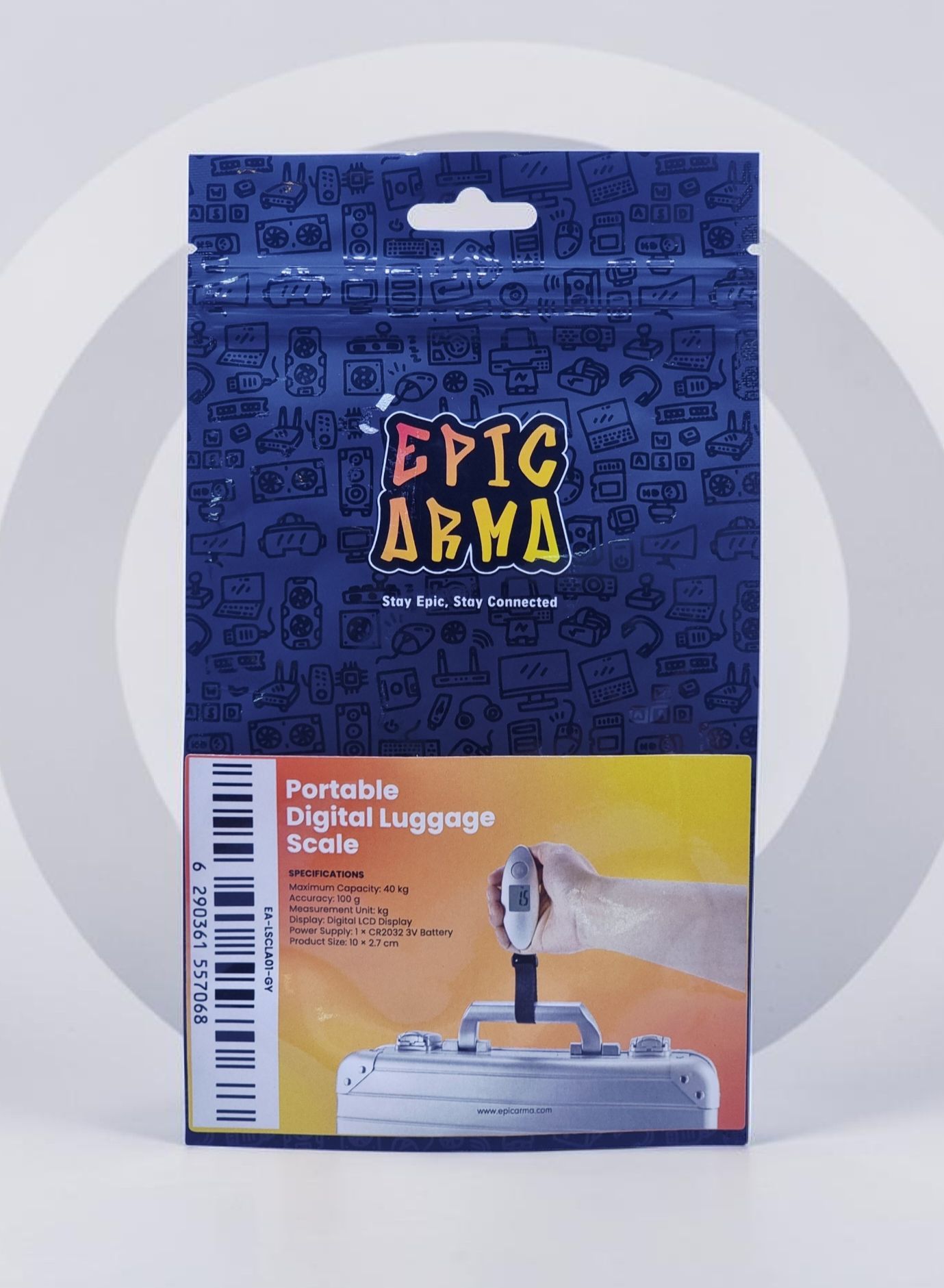 EPICARMA PORTABLE DIGITAL LUGGAGE SCALE GREY EA-LSCLA01-GY thumbnail 2