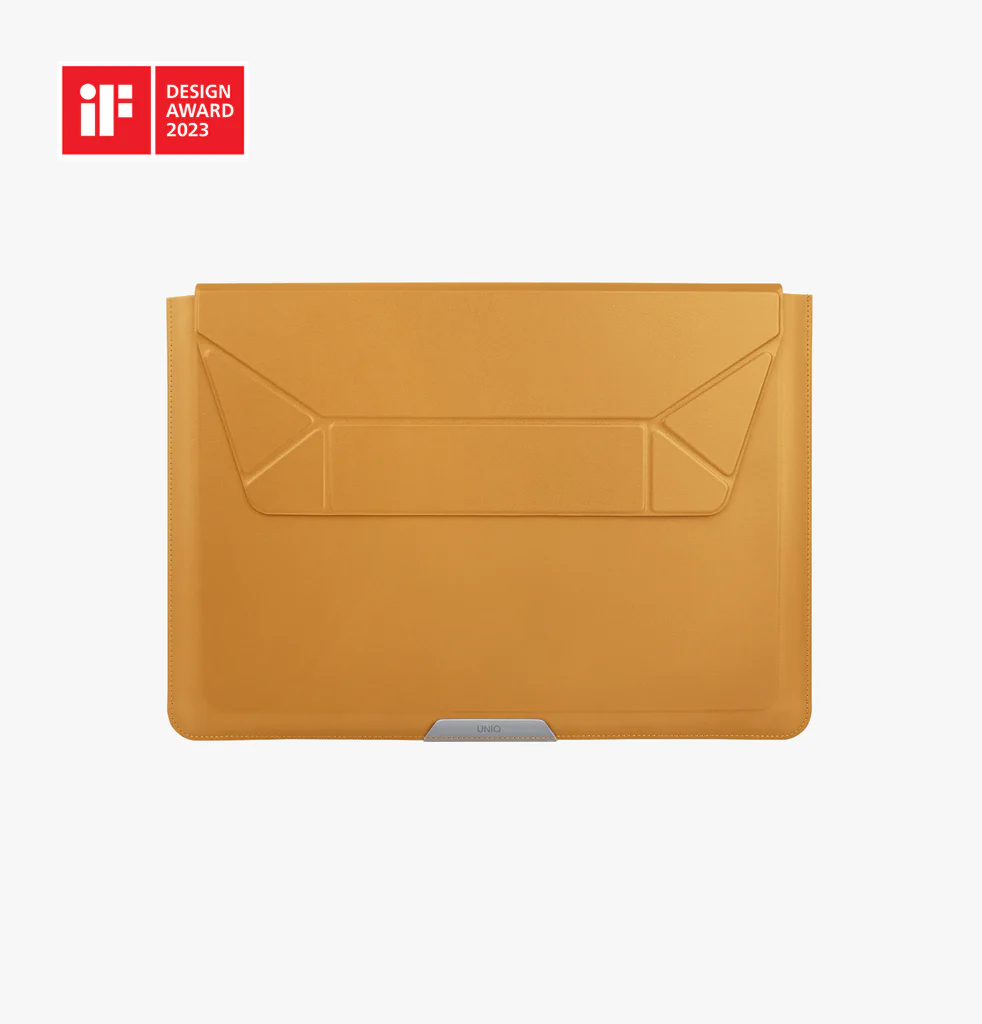 UNIQ OSLO LAPTOP SLEEVE WITH FOLDABLE STAND (UP TO 14 INCH) TOFFEE BROWN thumbnail 2