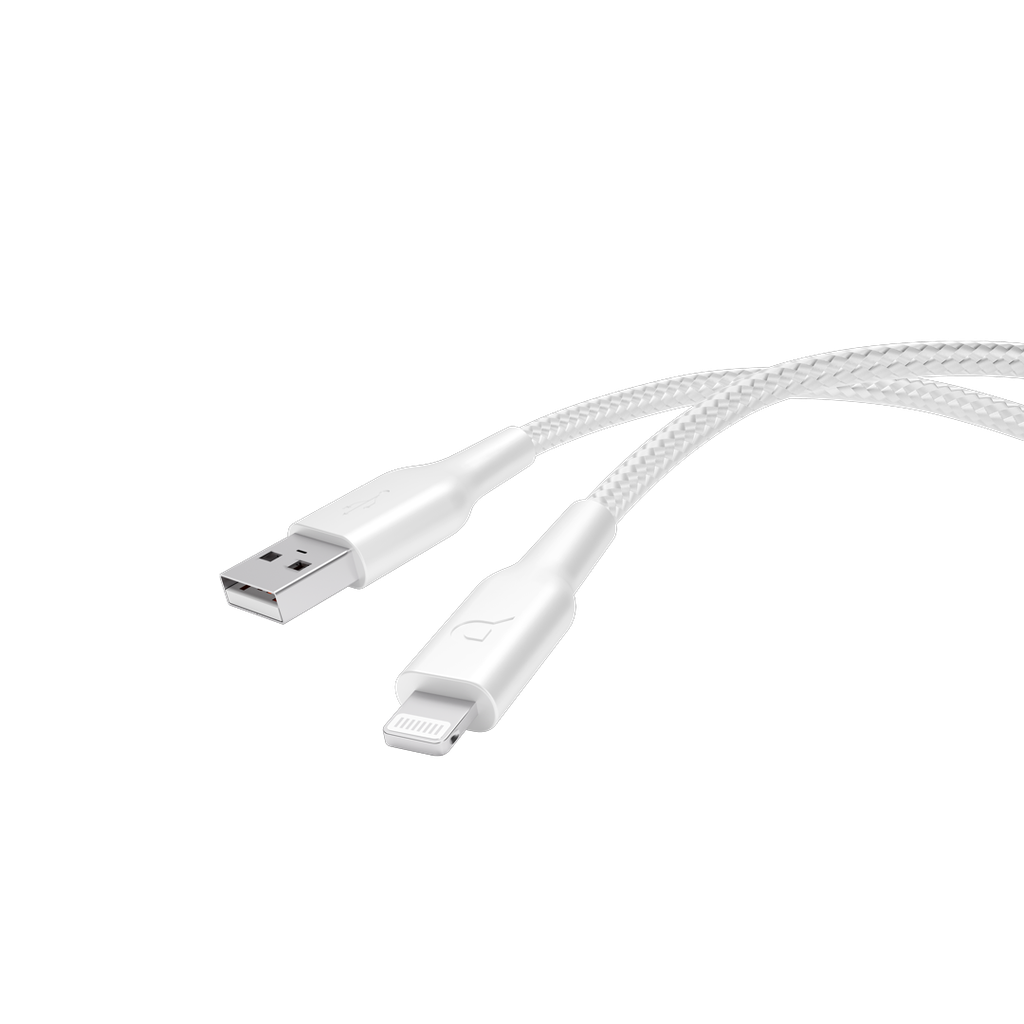 POWEROLOGY BRAIDED USB A TO LIGHTNING FAST CHARGE DATA CABLE 1.2M WHITE P23BRAL12WH thumbnail 2