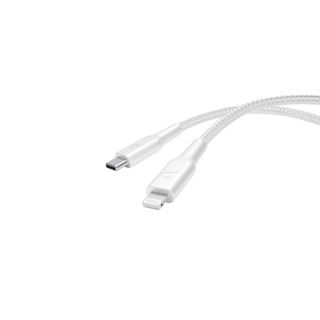 POWEROLOGY BRAIDED USB C TO USB C LIGHTNING DATA CABLE 1.2M WHITE thumbnail 2