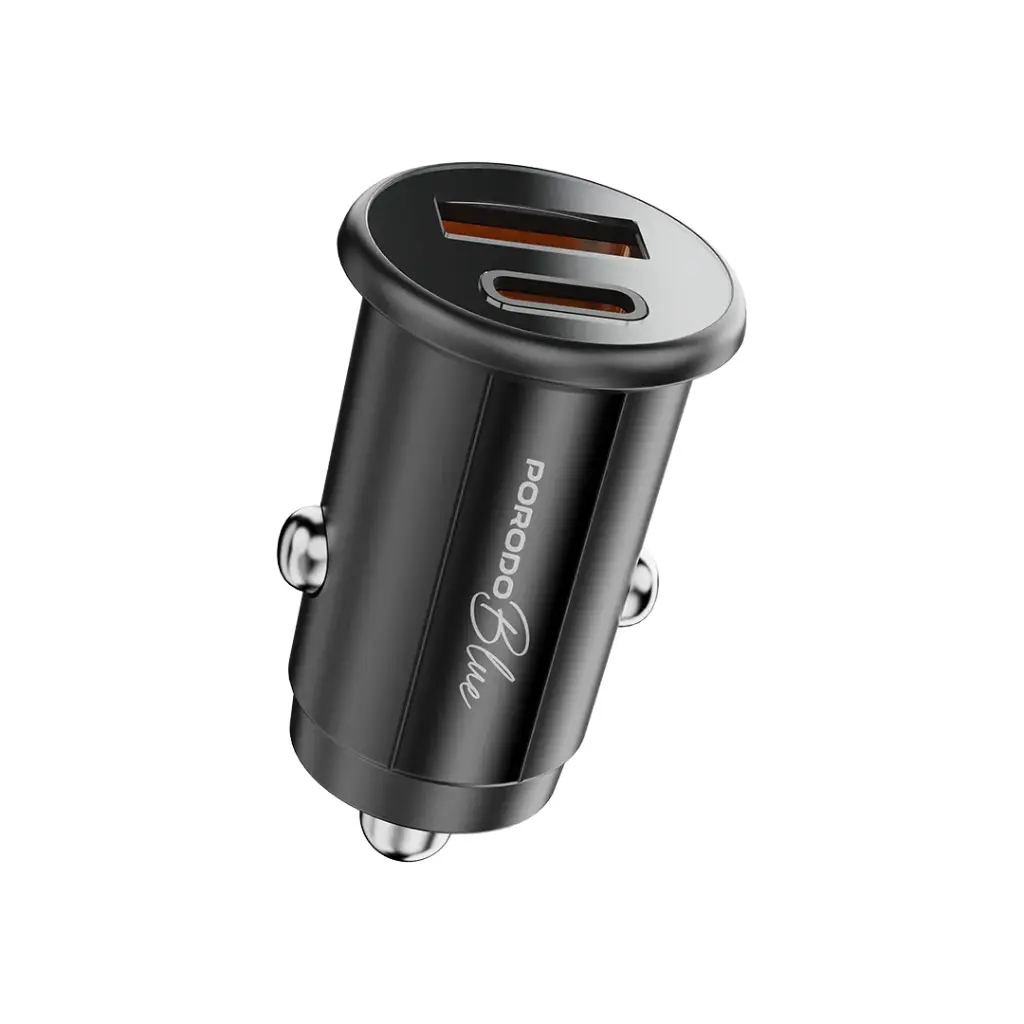 PORODO BLUE DULA PORT 30W CAR CHARGER WITH USB C TO LIGHTNING CABLE BLACK PB-FWCH037-BK-L thumbnail 2