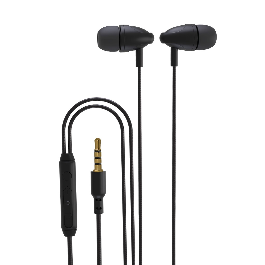 PORODO BLUE STEREO EARPHONES WITH AUX CONNECTOR 3.5MM BLACK PB-STINEP-BK thumbnail 2