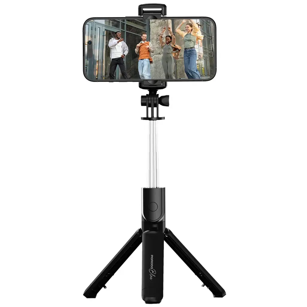 PORODO BLUE FLEXI TRIPOD SELFIE STICK WITH FOLDABLE TRIPOD BLACK PBS03SSTBK thumbnail 2
