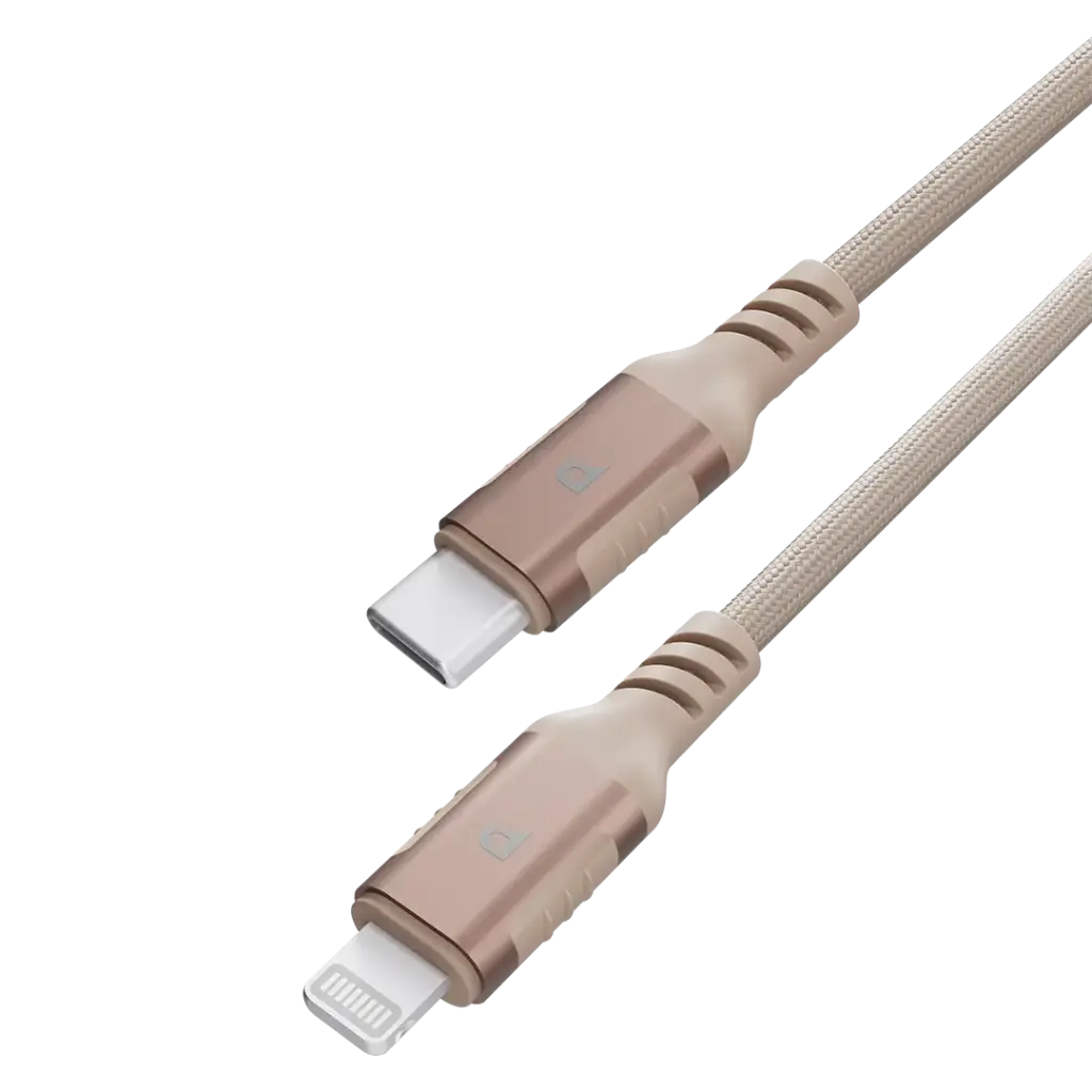 POWEROLOGY POWER SYNC WEAVE USB C TO LIGHTNING CABLE 1.2M DESERT TITANIUM PCAB018DT thumbnail 2