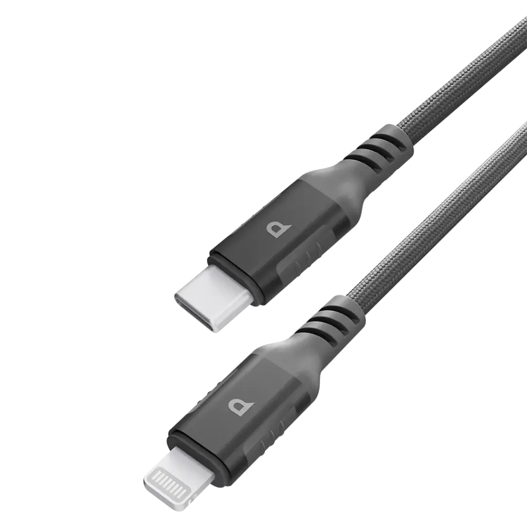 POWEROLOGY POWER SYNC WEAVE USB C TO LIGHTNING CABLE 1.2M GRAY PCAB018GY thumbnail 2