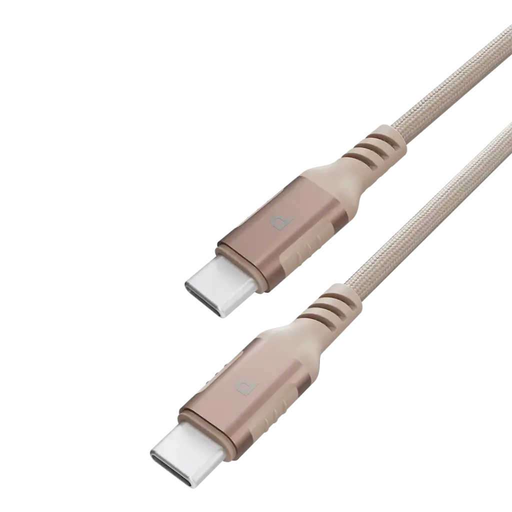 POWEROLOGY POWER SYNC WEAVE USB TO USB C CABLE 1.2M DESERT TITANIUM PCAB020DT thumbnail 2
